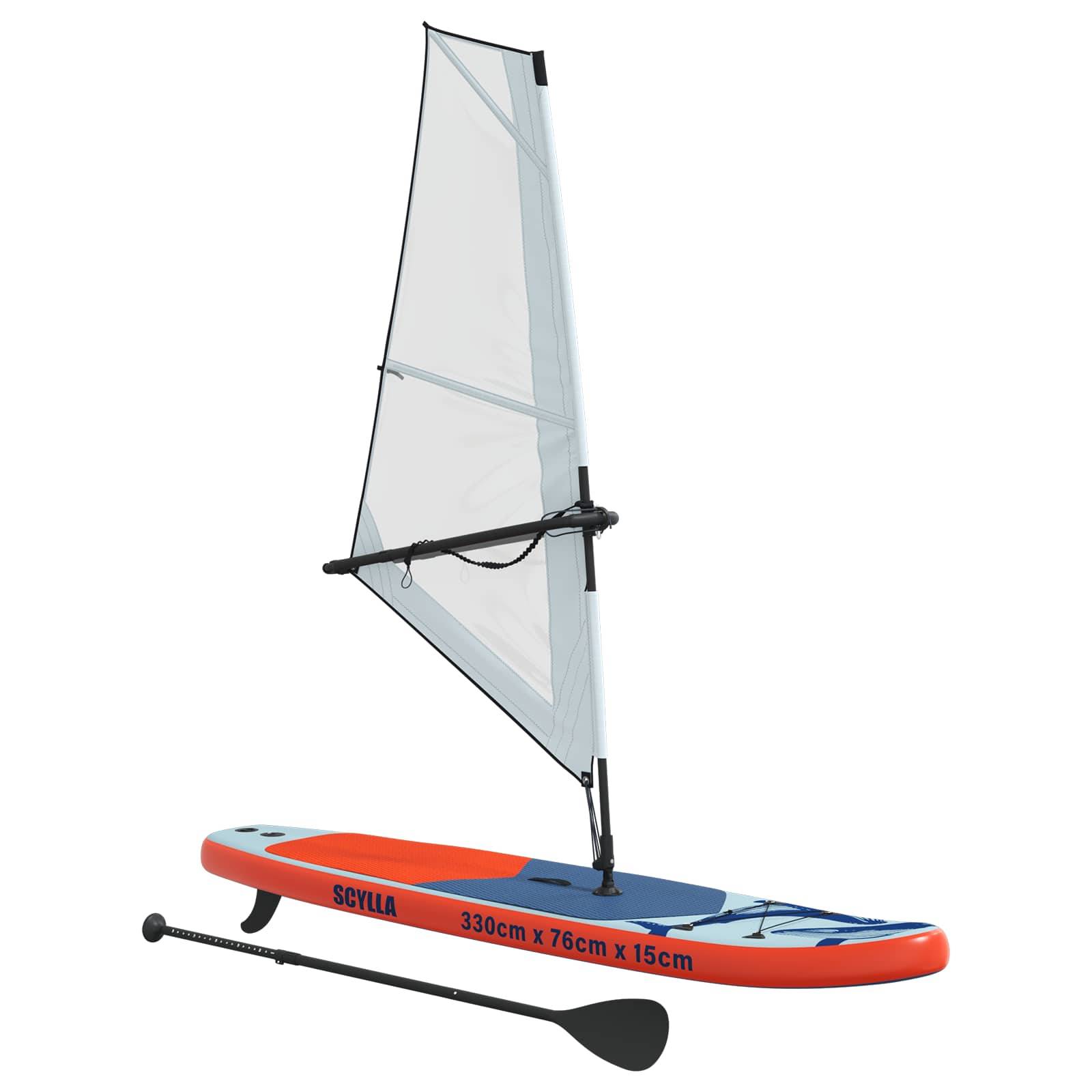 vidaXL Aufblasbares SUP-Board mit Segel SCYLLA 330 x 76 x 15 cm Blau