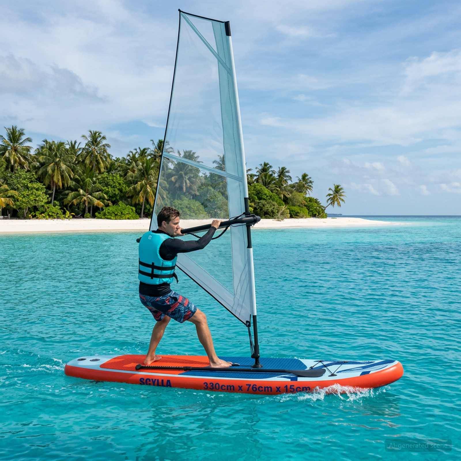 vidaXL Aufblasbares SUP-Board mit Segel SCYLLA 330 x 76 x 15 cm Blau