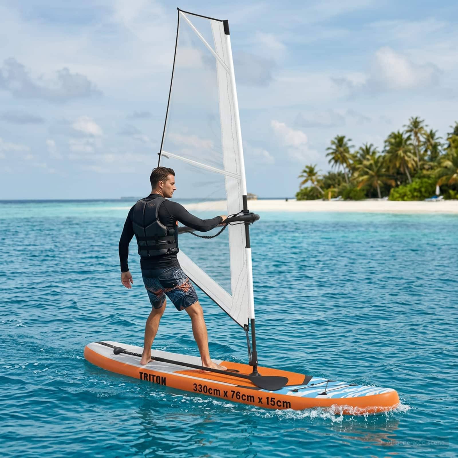 vidaXL Aufblasbares SUP-Board mit Segel TRITON 330 x 76 x 15 cm Blau
