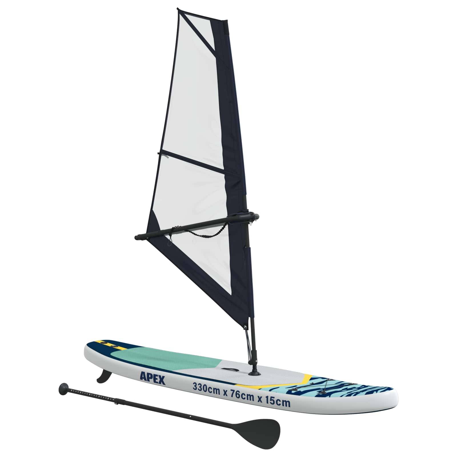 vidaXL Aufblasbares SUP-Board mit Segel APEX 330 x 76 x 15 cm Blau für