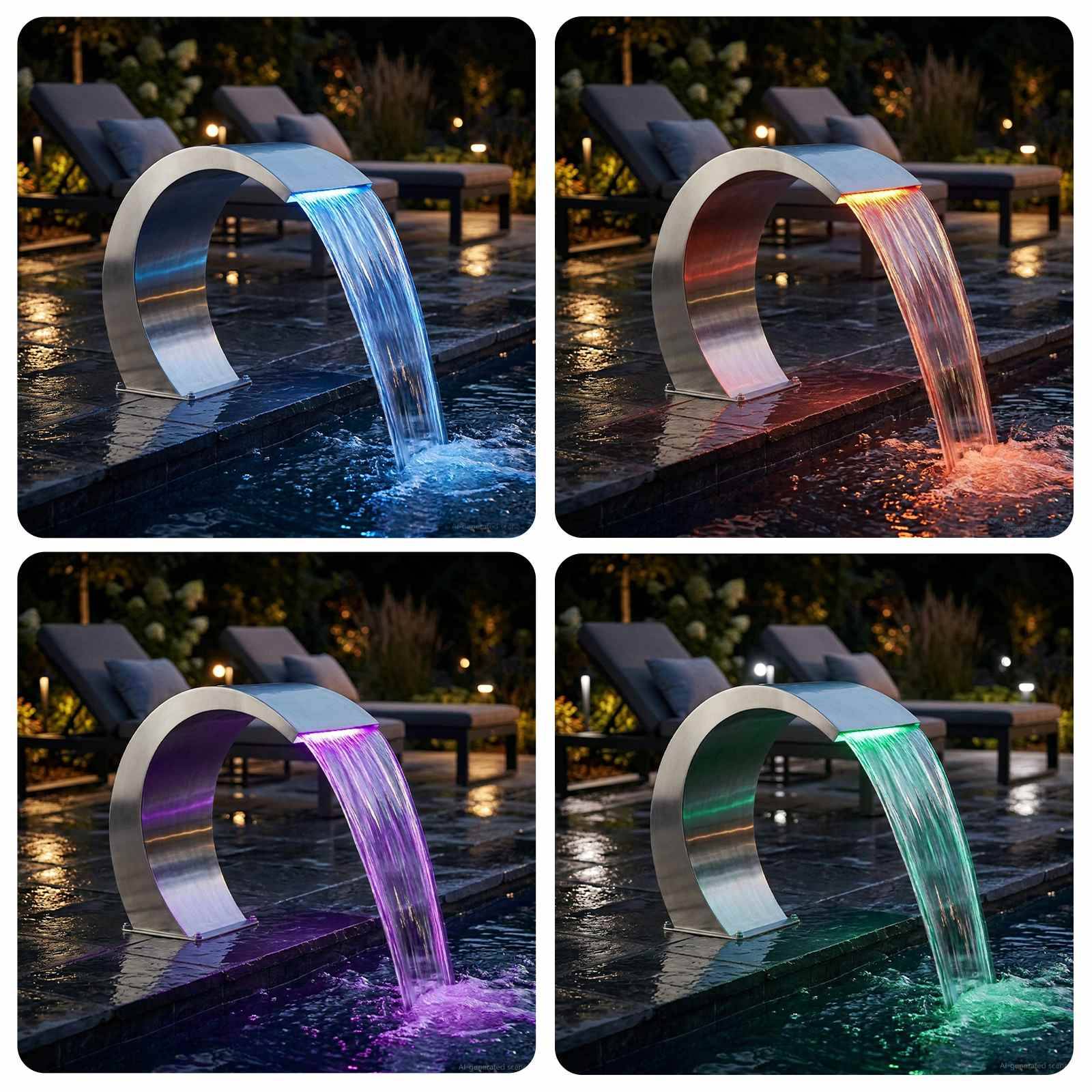 vidaXL Poolbrunnen Silber 61 x 30 x 71 cm Edelstahl