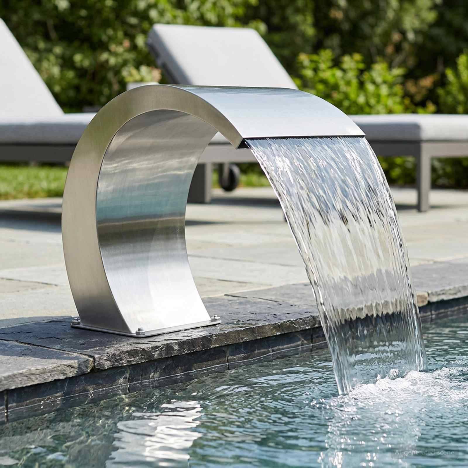 vidaXL Poolbrunnen Silber 61 x 30 x 71 cm Edelstahl
