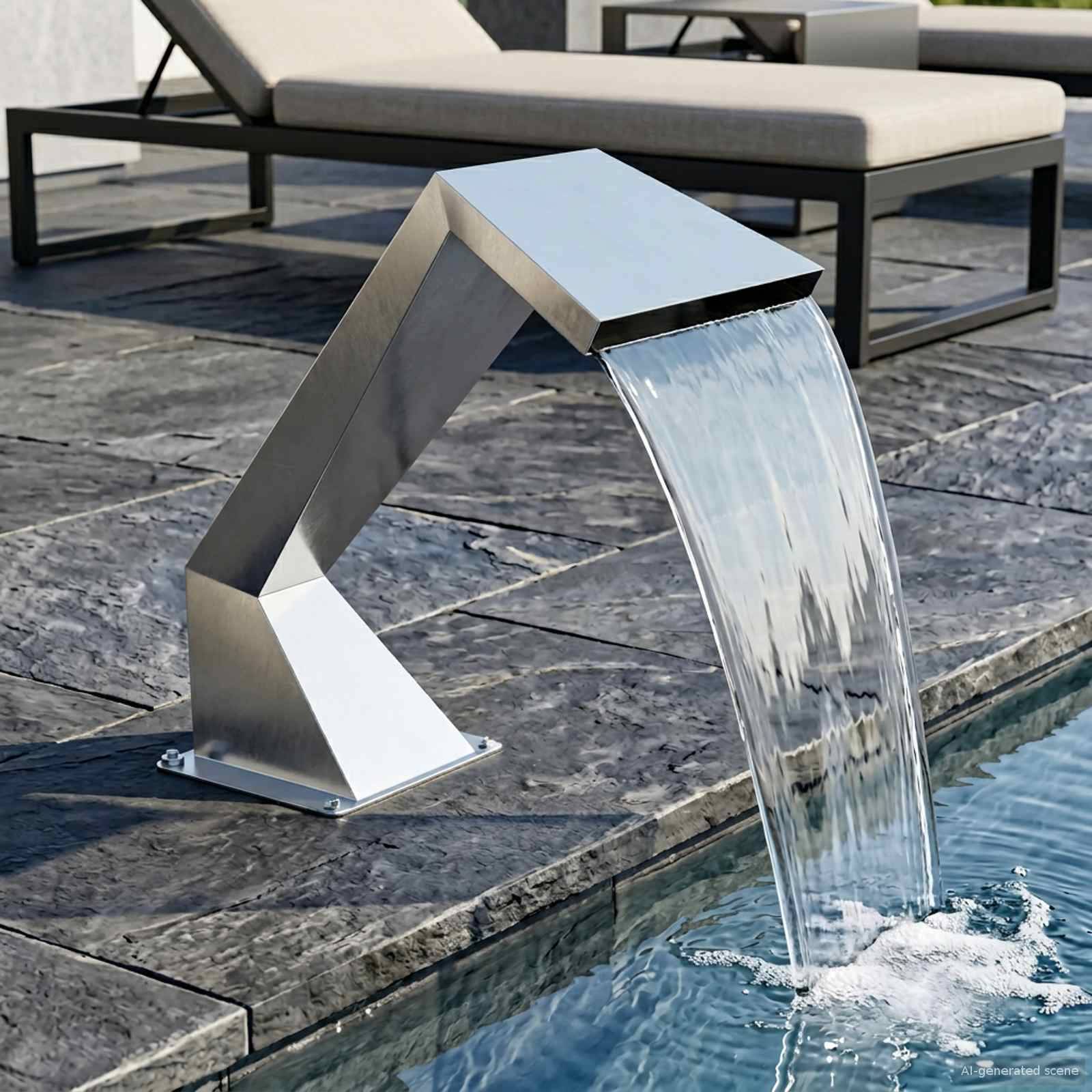 vidaXL Poolwasserfall mit RGB-LEDs Edelstahl 63,5 x 29 x 51 cm Silber