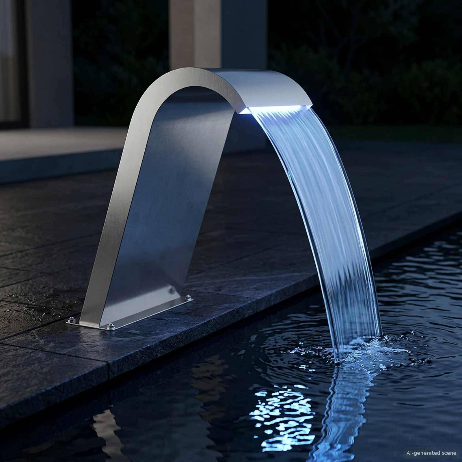 vidaXL Poolbrunnen Silber 47 x 31 x 60 cm Edelstahl