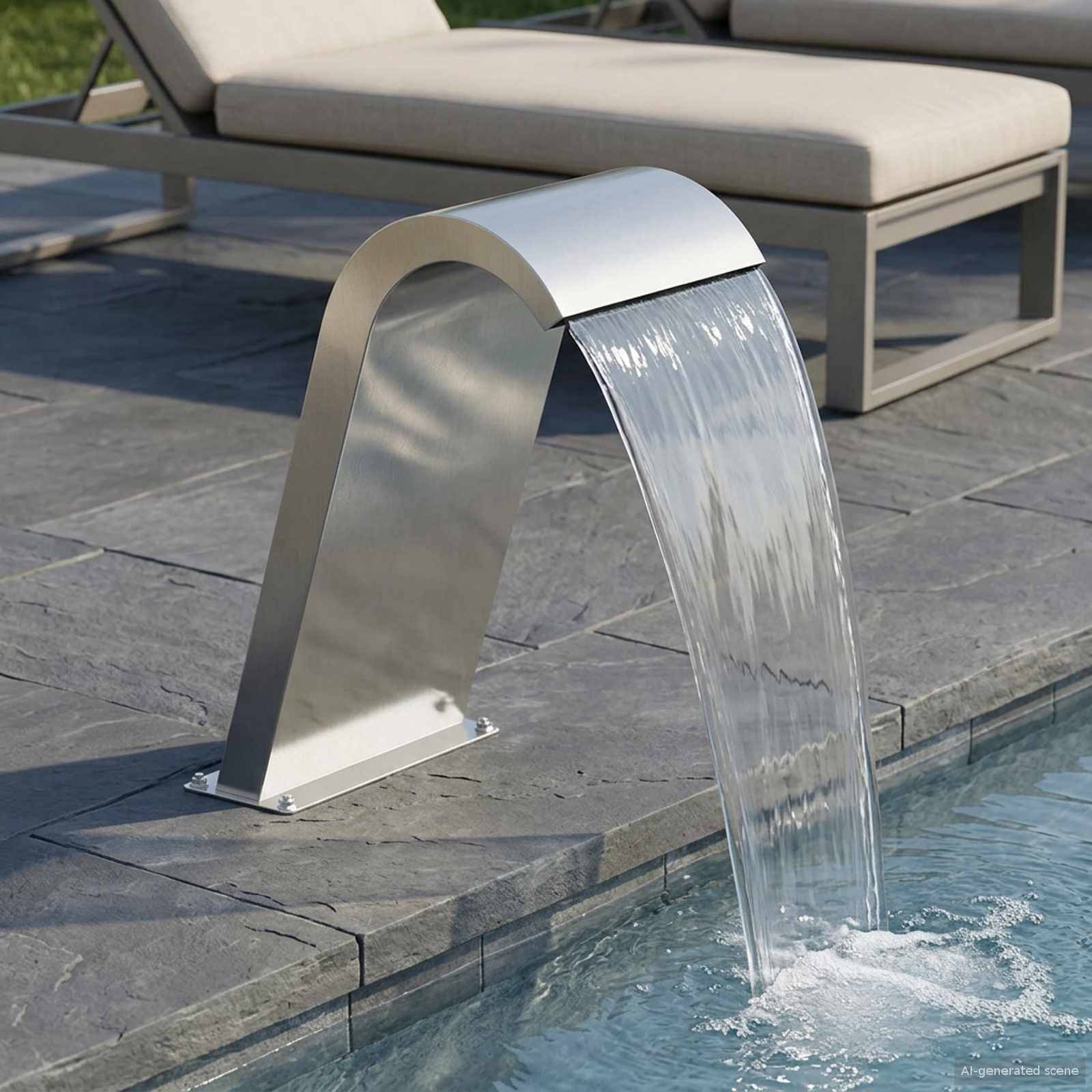 vidaXL Poolbrunnen Silber 47 x 31 x 60 cm Edelstahl