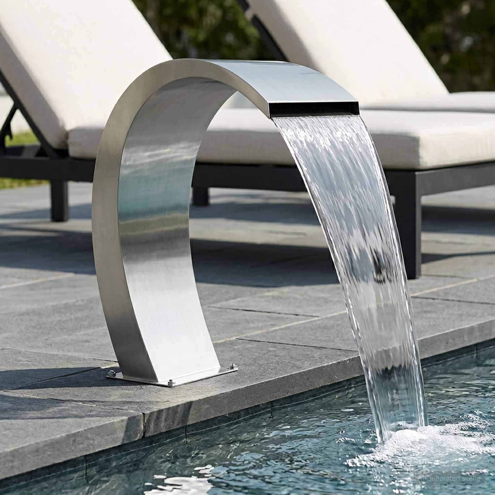 vidaXL Poolbrunnen Silber 60 x 30 x 70 cm Edelstahl