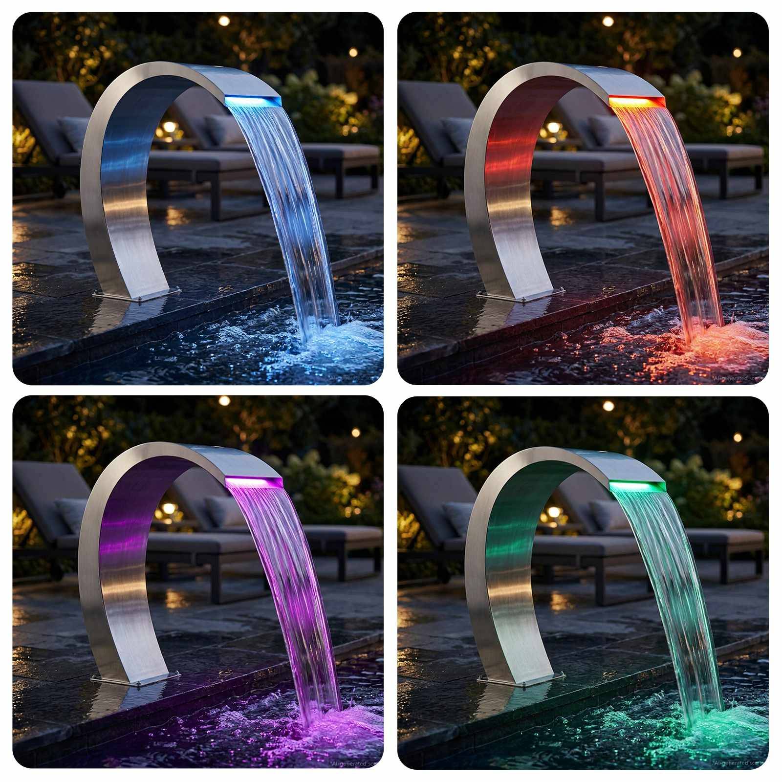 vidaXL Poolbrunnen Silber 60 x 30 x 70 cm Edelstahl