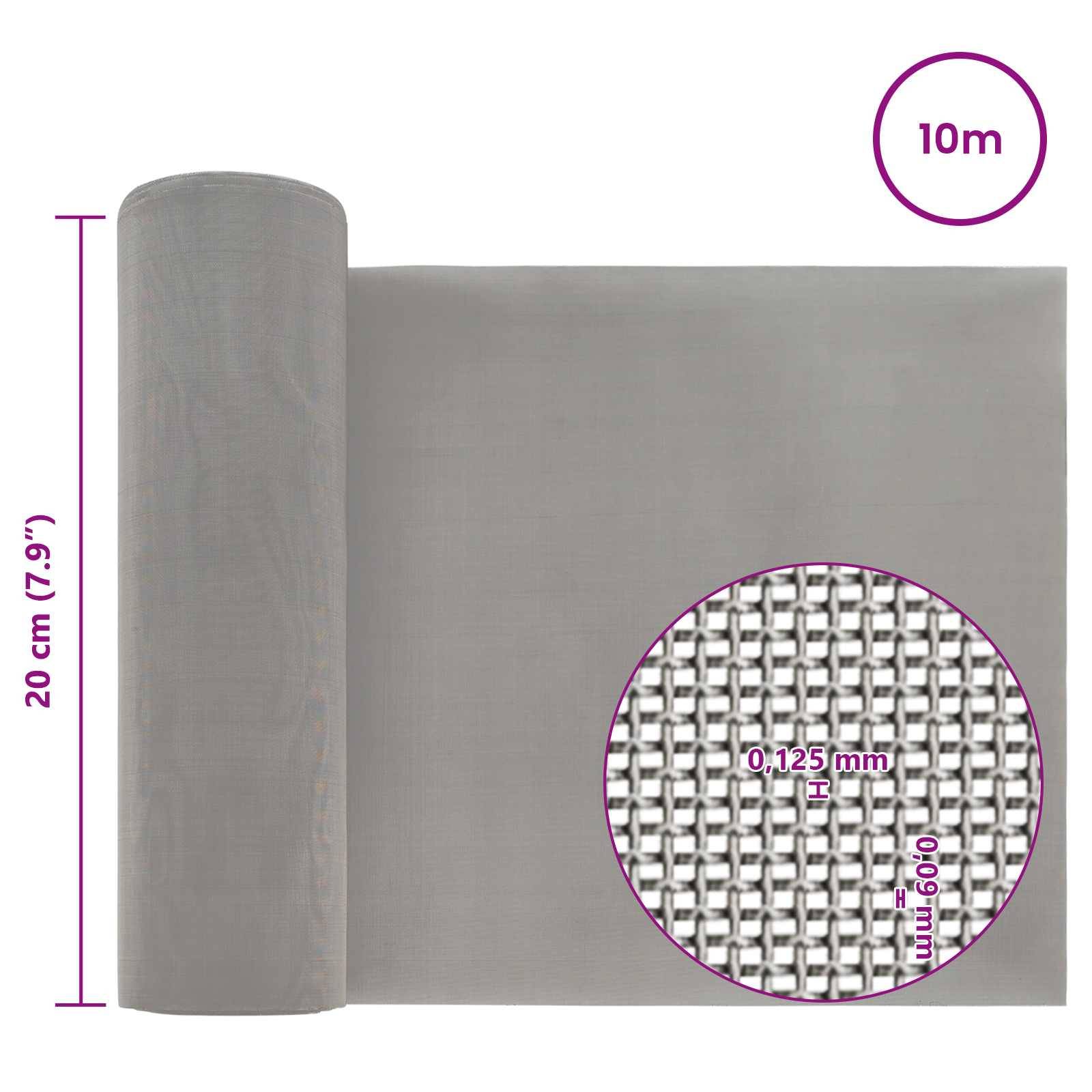 vidaXL Mesh Bildschirm 20 x 1000 cm 120 Mesh Edelstahl 201 Silber