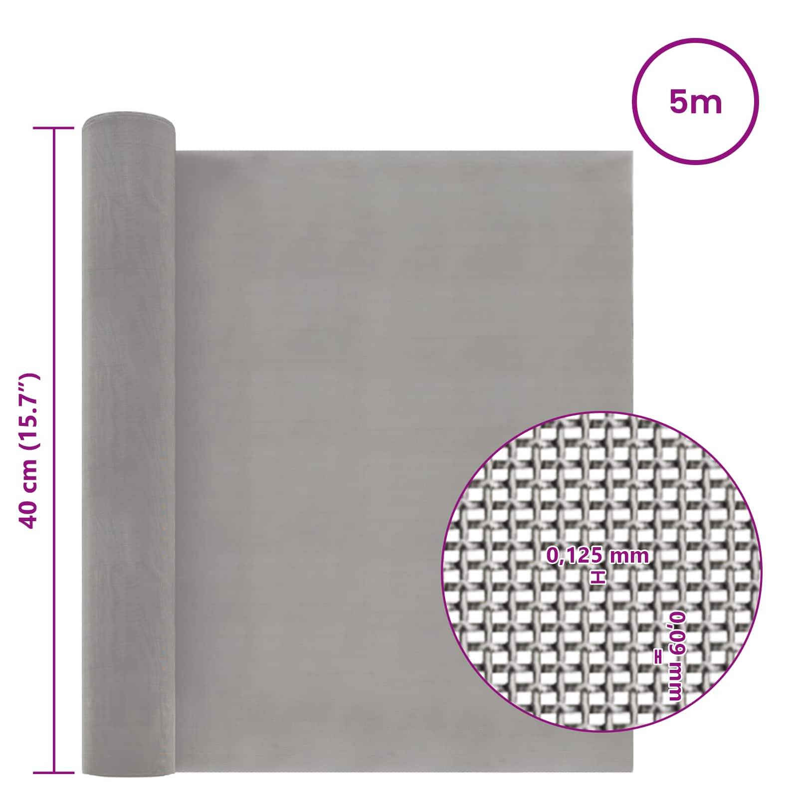 vidaXL Mesh Bildschirm 40 x 500 cm 120 Mesh Edelstahl 201 Silber