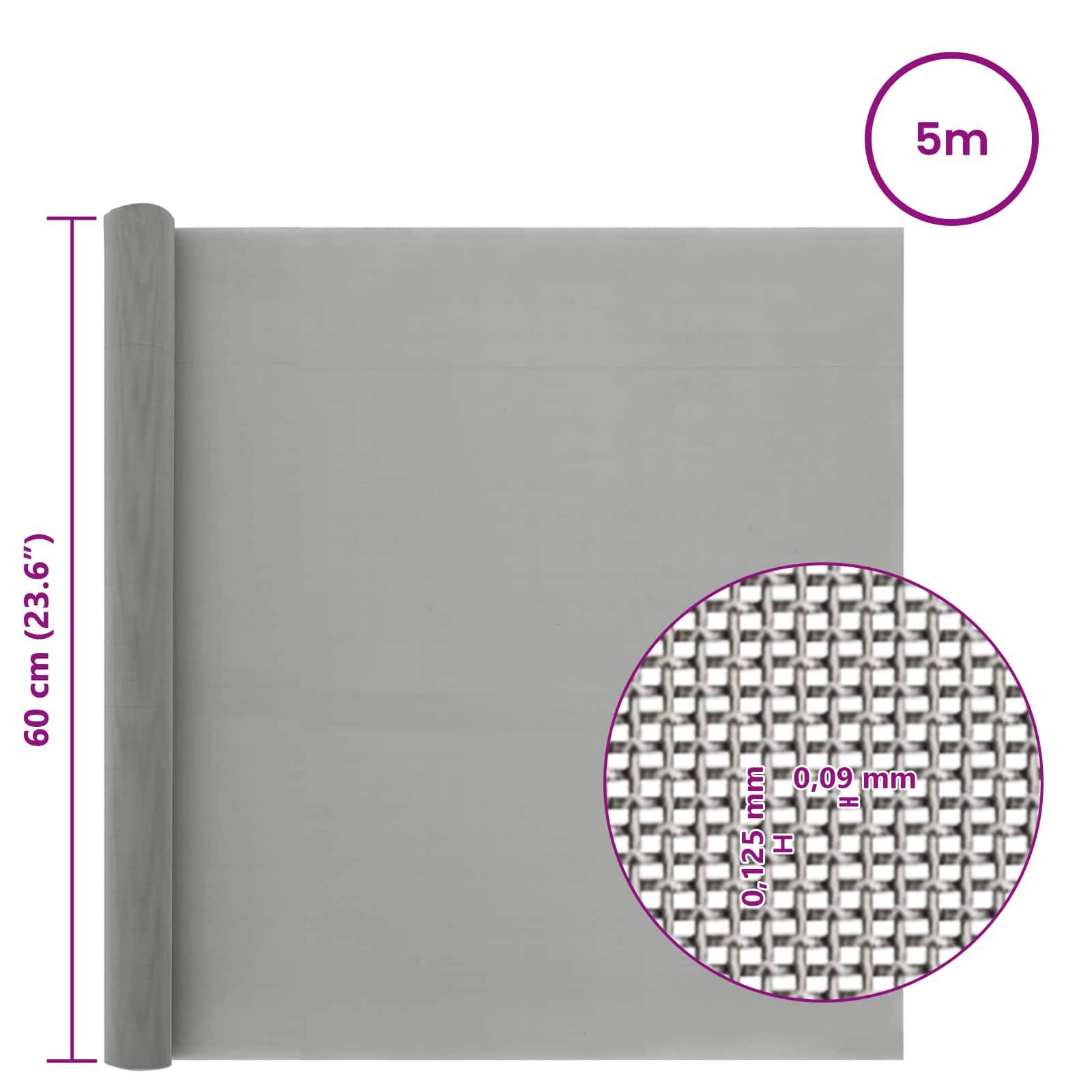 vidaXL Mesh Bildschirm 60 x 500 cm 120 Mesh Edelstahl 201 Silber