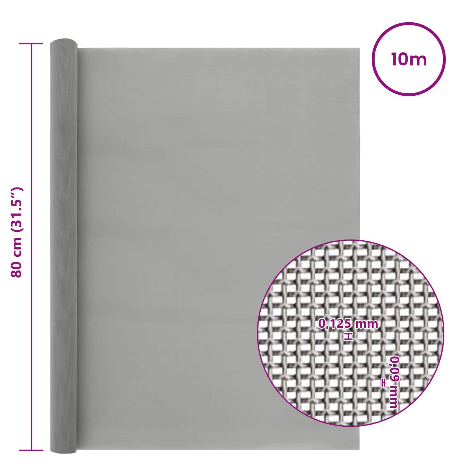 vidaXL Mesh Bildschirm 80 x 1000 cm 120 Mesh Edelstahl 201 Silber