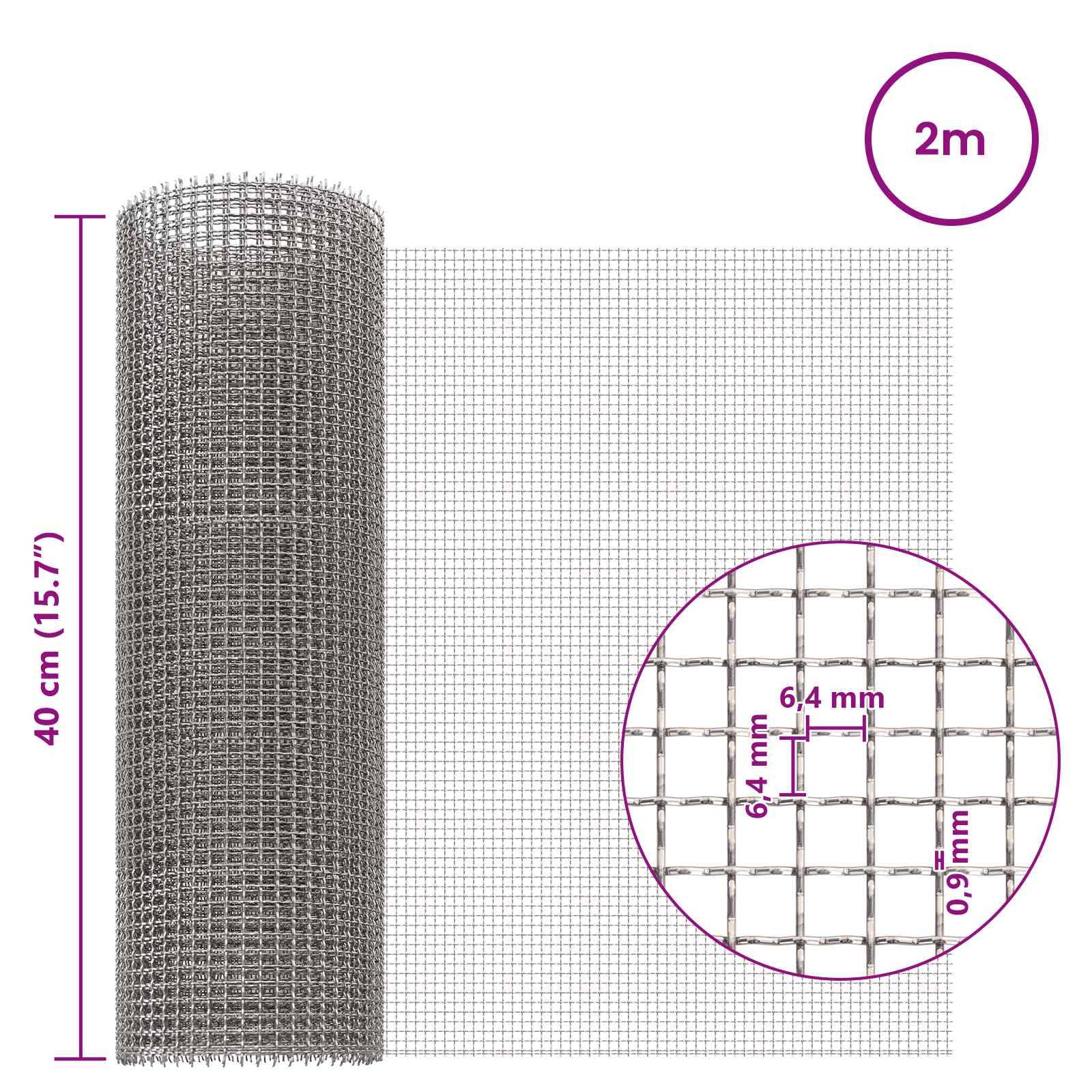 vidaXL Mesh Bildschirm 40 x 200 cm 3 Mesh Edelstahl 201 Silber