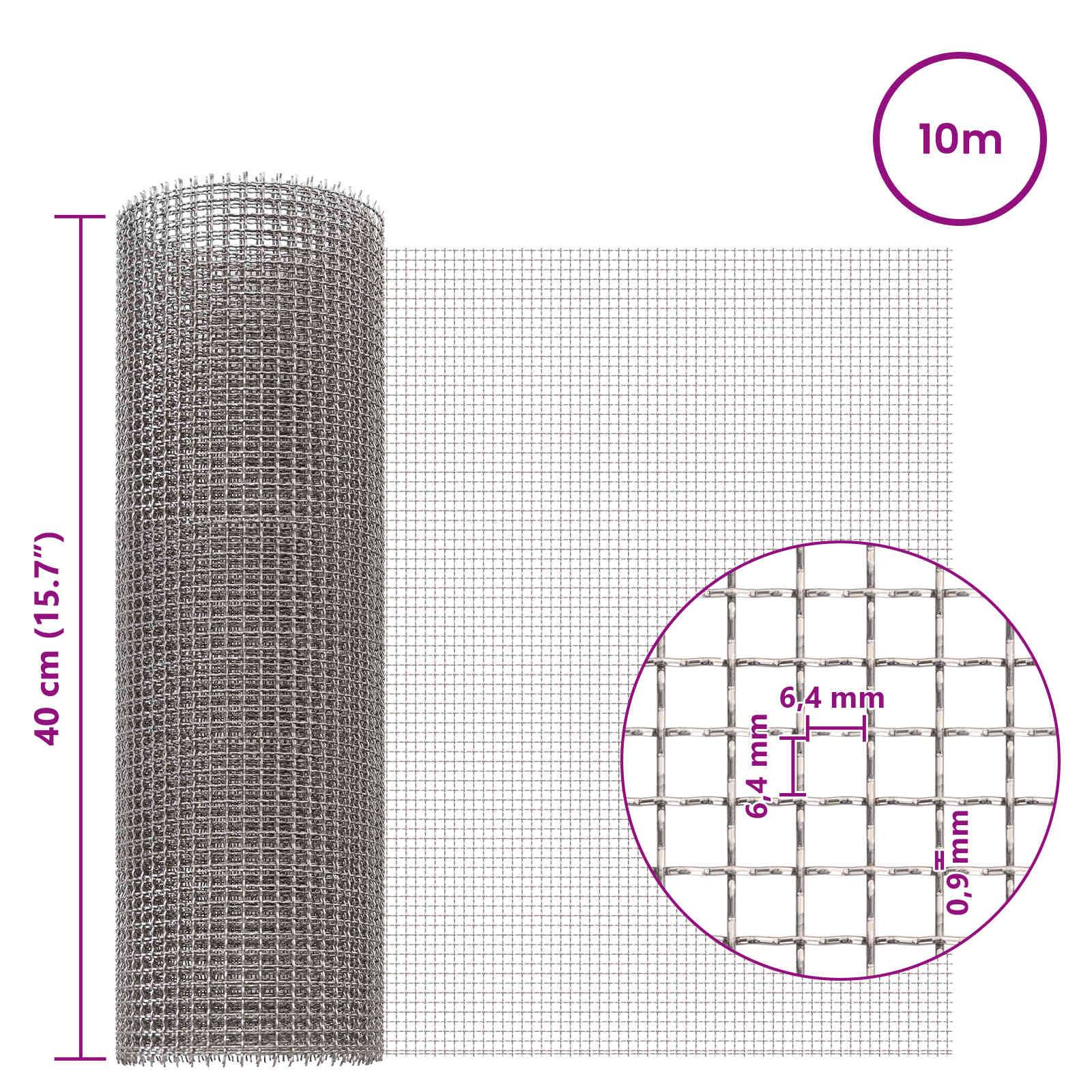 vidaXL Mesh Bildschirm 40 x 1000 cm 3 Mesh Edelstahl 201 Silber