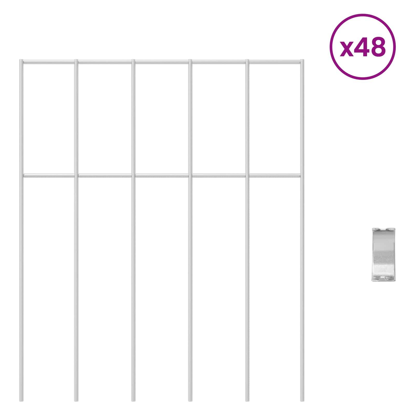 vidaXL Gartenzaun-Paneel 48 pcs Verzinkter Stahl Silber