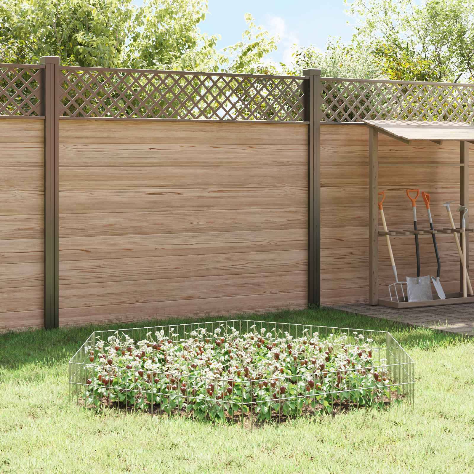 vidaXL Gartenzaun-Paneel 12 pcs Verzinkter Stahl Silber