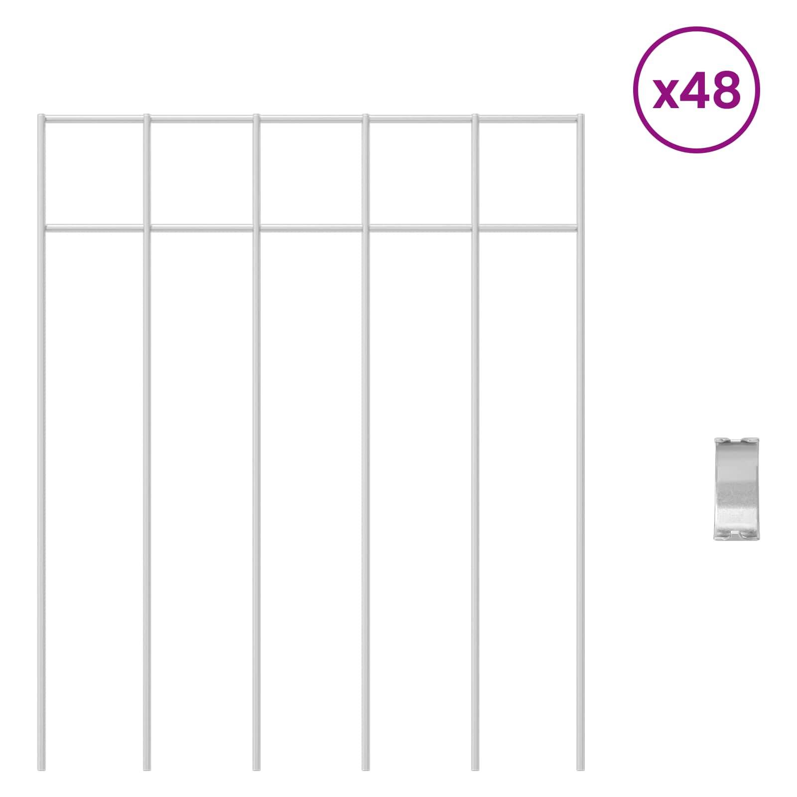 vidaXL Gartenzaun-Paneel 48 pcs Verzinkter Stahl Silber