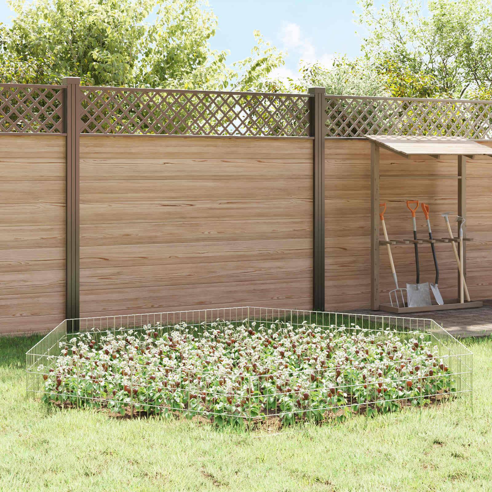 vidaXL Gartenzaun mit Pfählen 12 pcs 35 x 30 cm Mesh Verzinkter Stahl