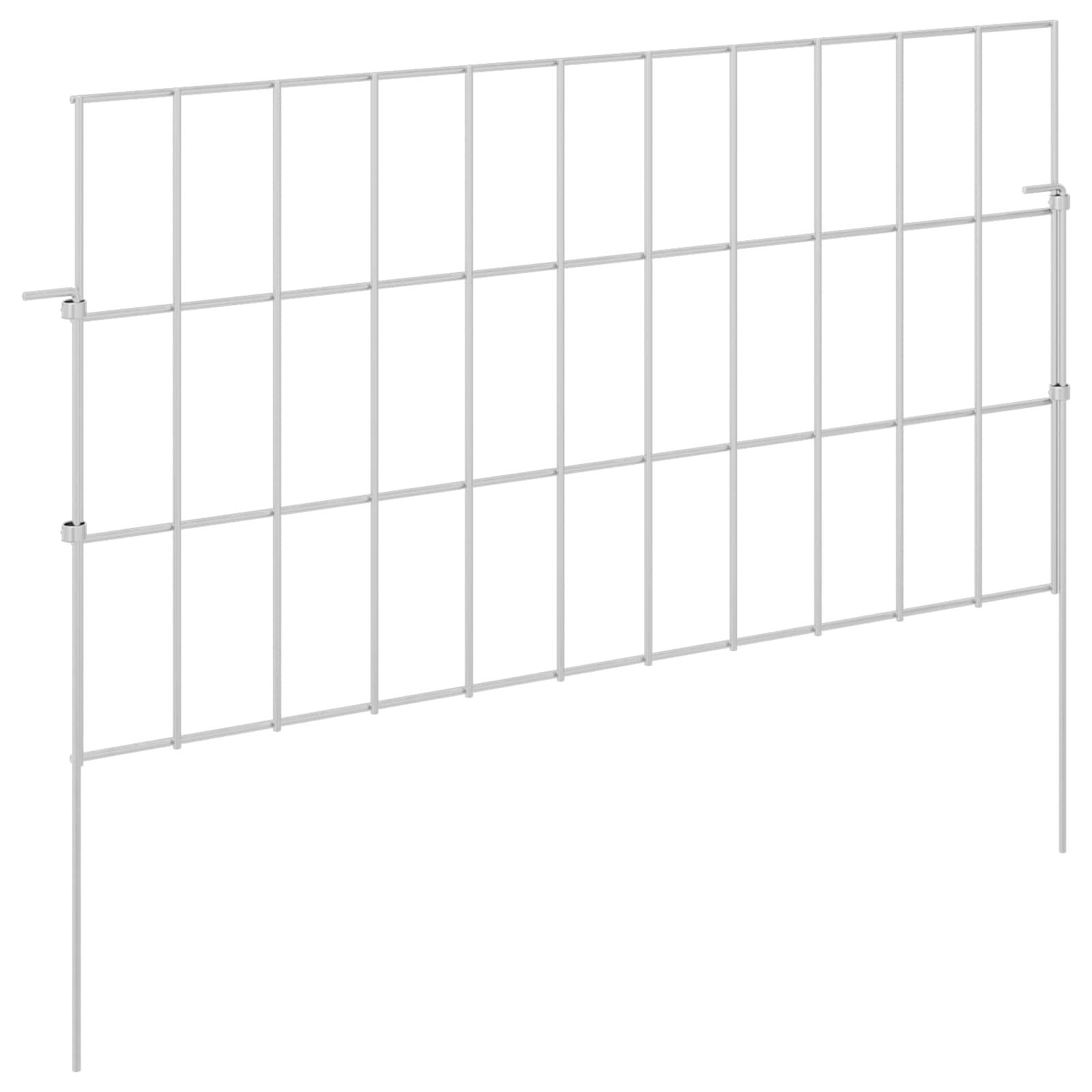 vidaXL Gartenzaun mit Pfählen 12 pcs 55 x 30 cm Mesh Verzinkter Stahl