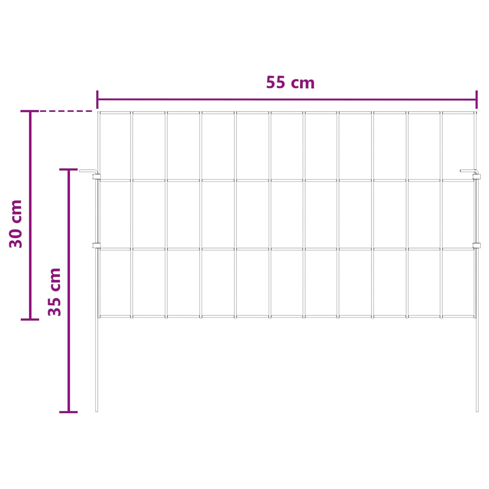 vidaXL Gartenzaun mit Pfählen 12 pcs 55 x 30 cm Mesh Verzinkter Stahl
