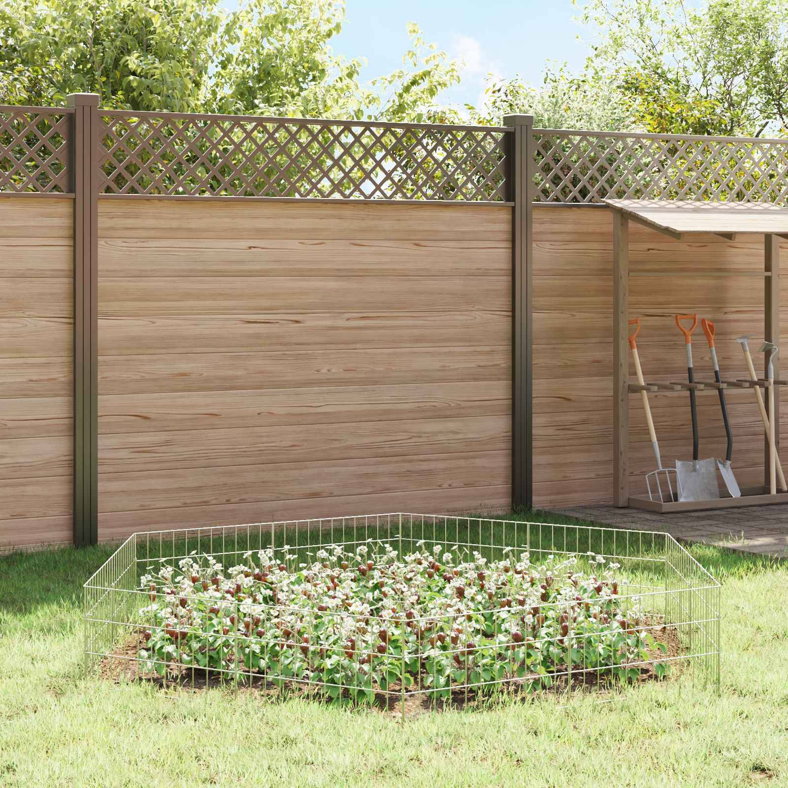 vidaXL Gartenzaun mit Pfählen 12 pcs 55 x 30 cm Mesh Verzinkter Stahl