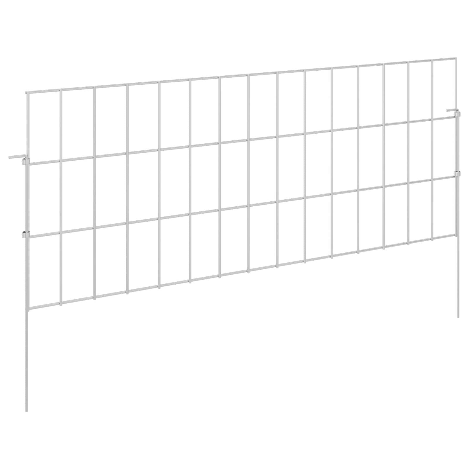 vidaXL Gartenzaun mit Pfählen 24 pcs 75 x 30 cm Mesh Verzinkter Stahl