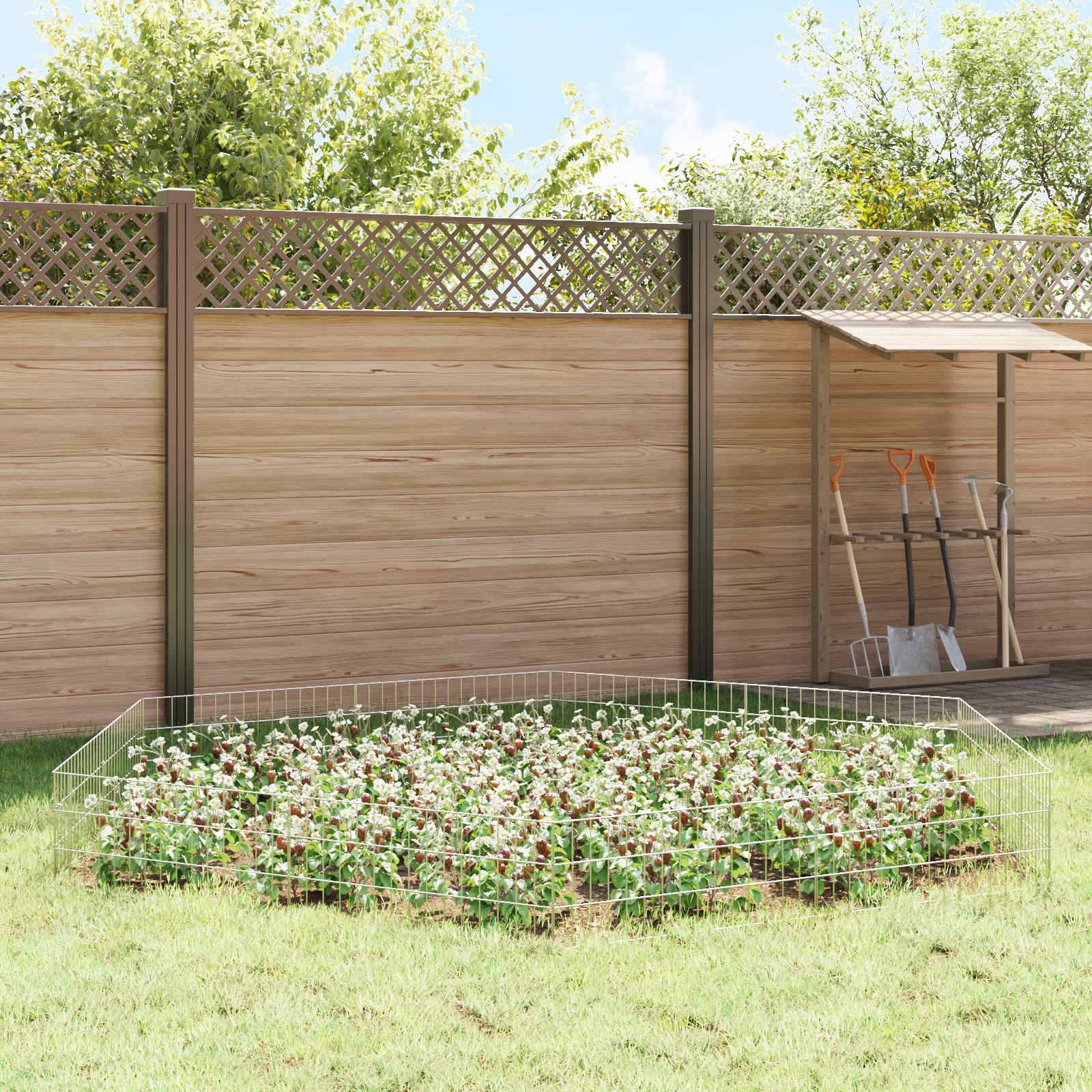 vidaXL Gartenzaun mit Pfählen 24 pcs 75 x 30 cm Mesh Verzinkter Stahl