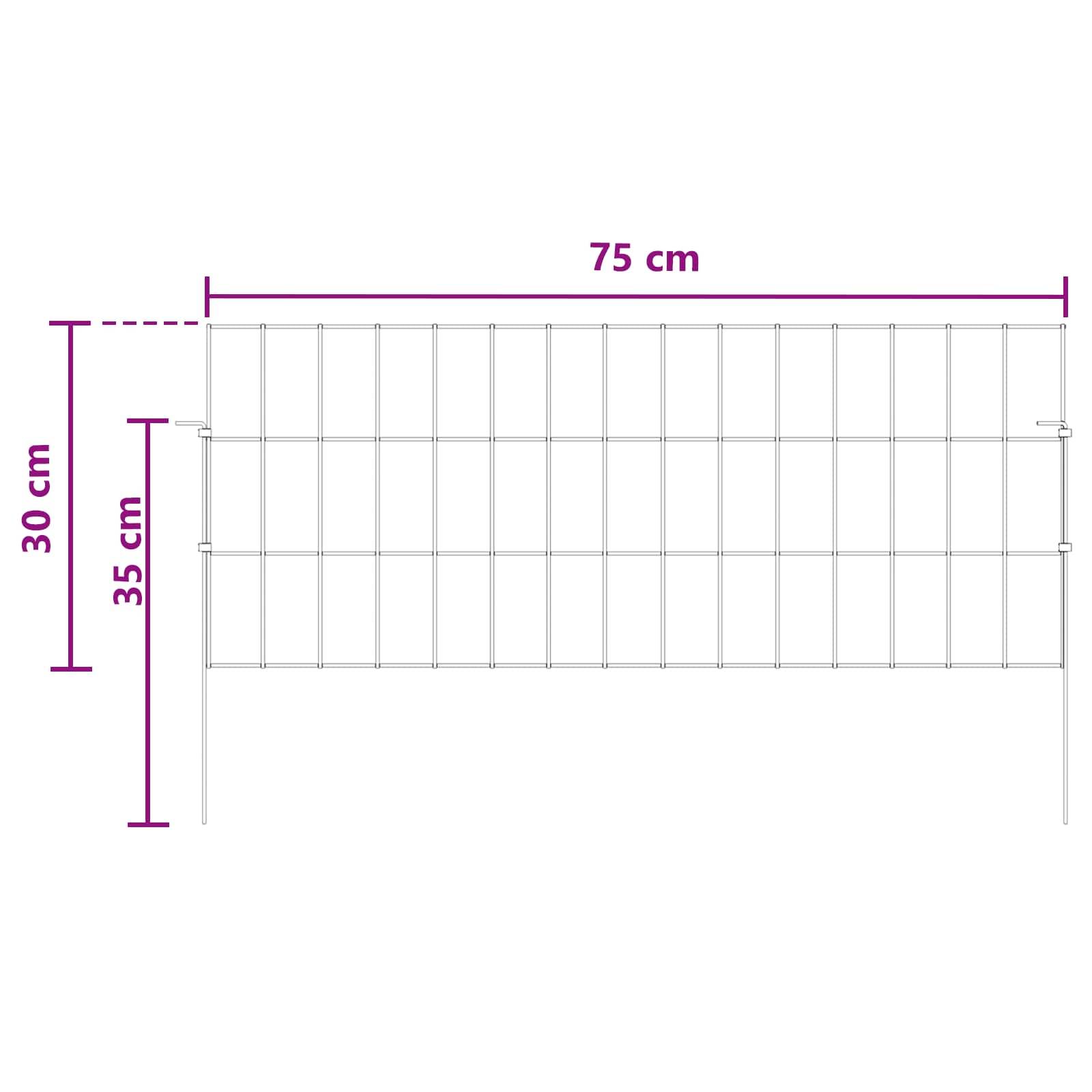 vidaXL Gartenzaun mit Pfählen 24 pcs 75 x 30 cm Mesh Verzinkter Stahl