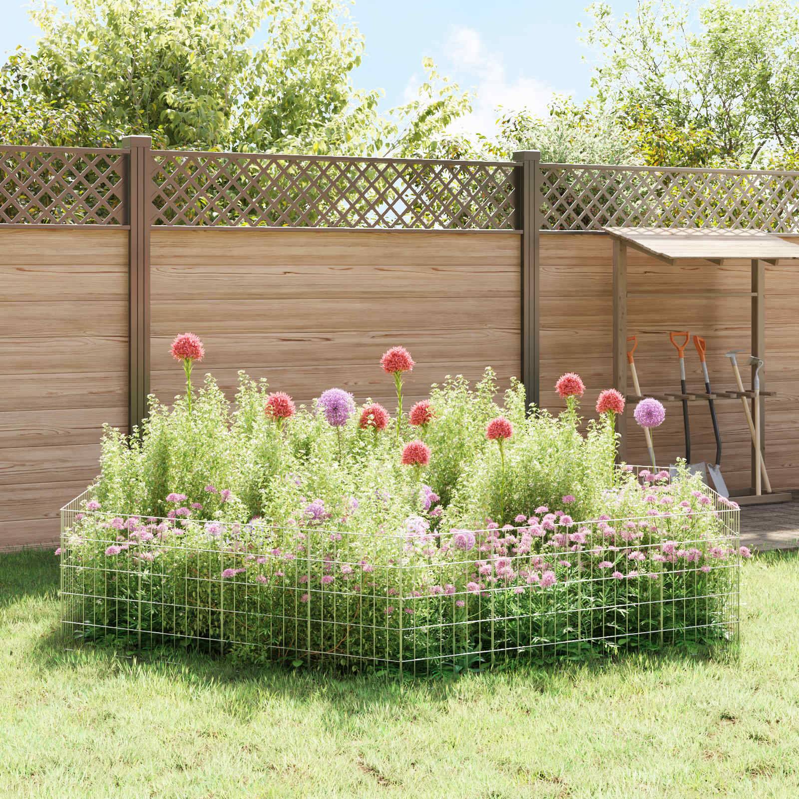 vidaXL Gartenzaun mit Pfählen 12 pcs 35 x 50 cm Mesh Verzinkter Stahl