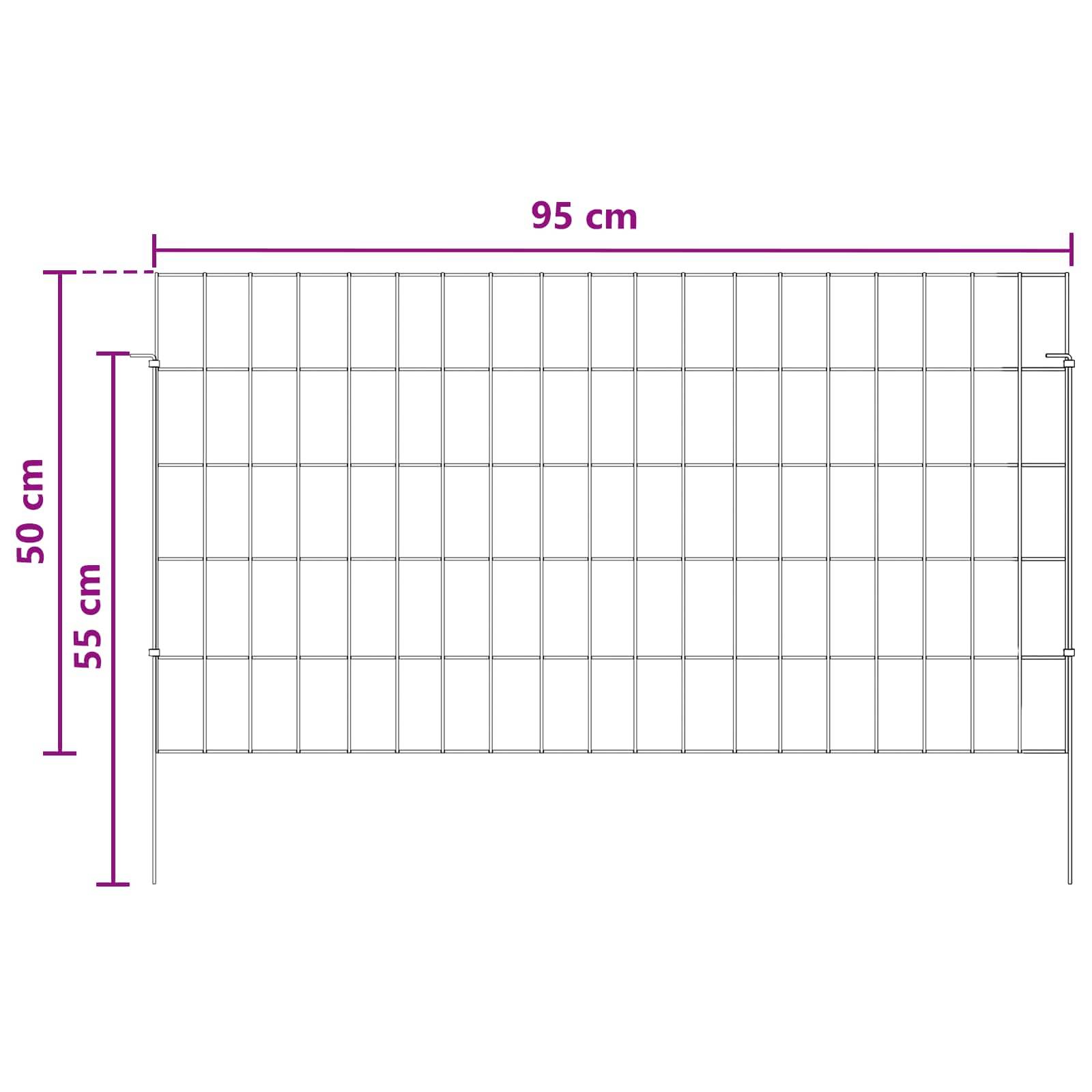 vidaXL Gartenzaun mit Pfählen 12 pcs 95 x 50 cm Mesh Verzinkter Stahl