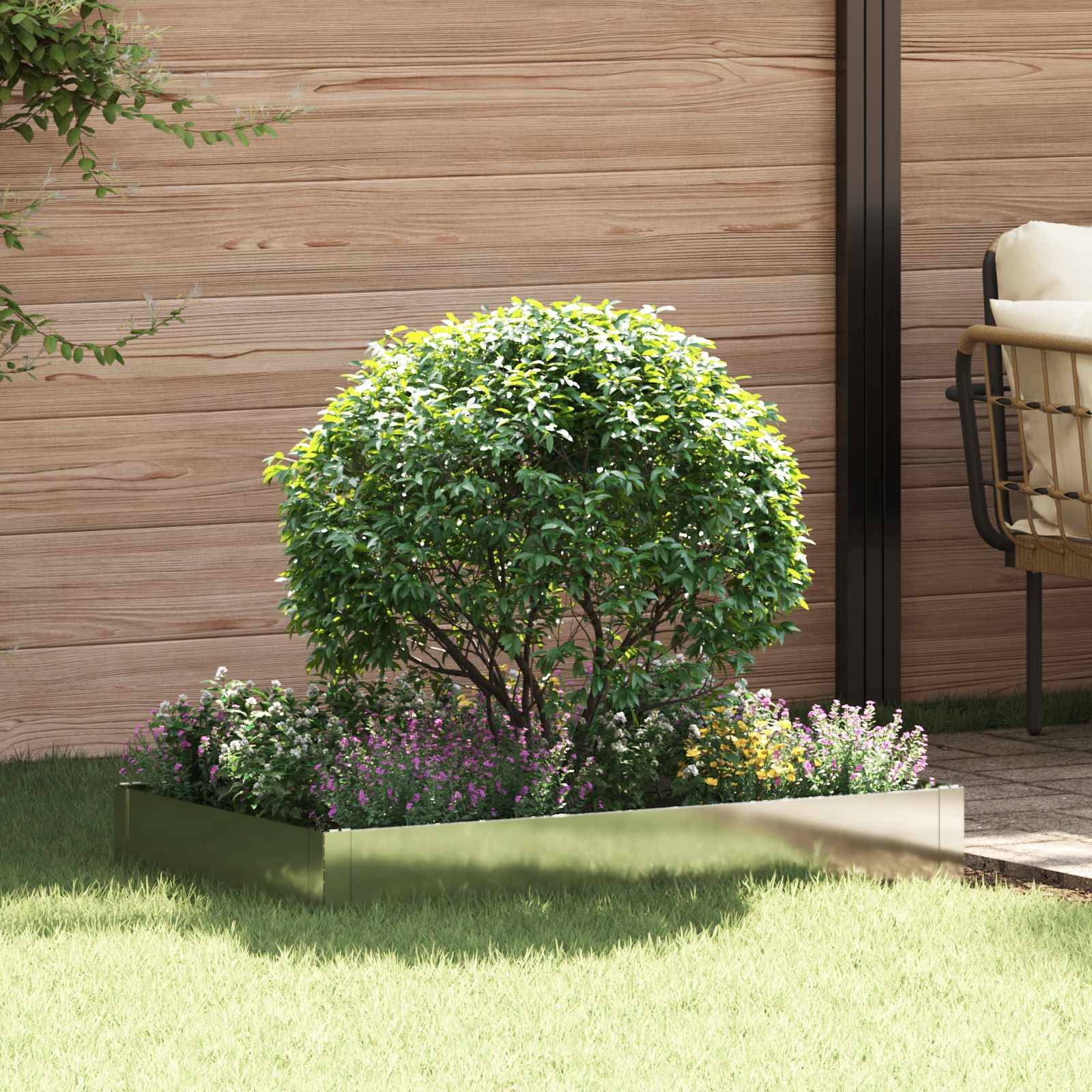 vidaXL Raseneinfassung 100 x 60 x 20 cm Stahl Silber