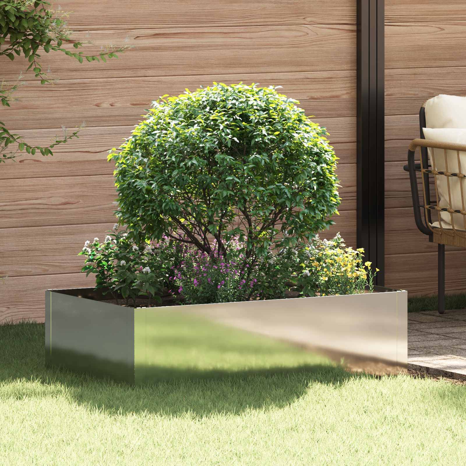 vidaXL Raseneinfassung 100 x 60 x 35 cm Stahl Silber