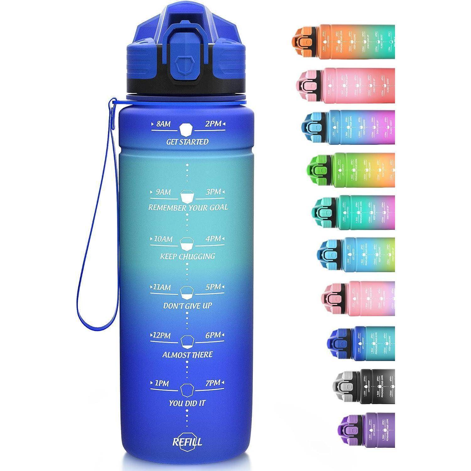Trinkflasche 500ml 1L Kinder Auslaufsicher 32oz-dbluelblue 1000 ml