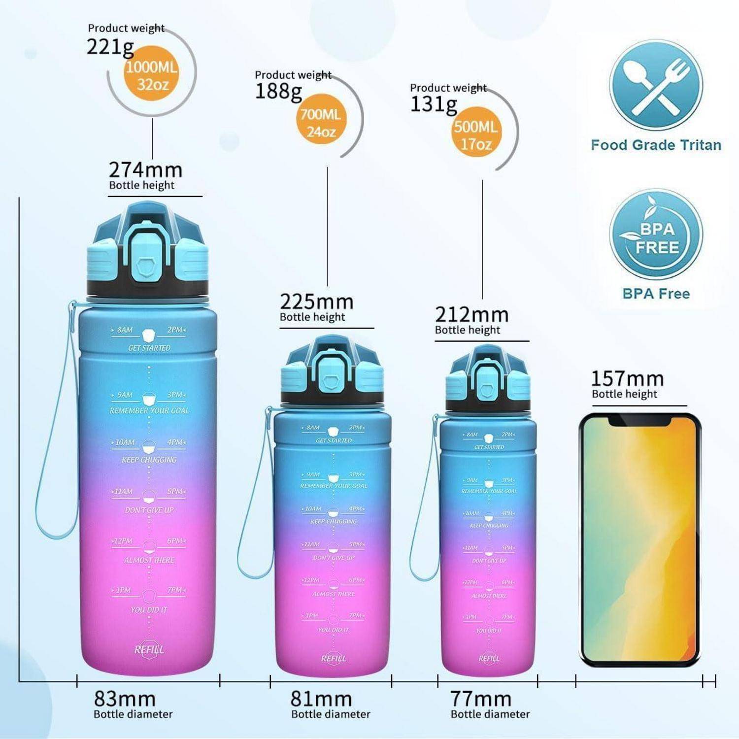 Trinkflasche Kinder Auslaufsicher BPAfrei 700ml 24oz-bluepurple 700 ml