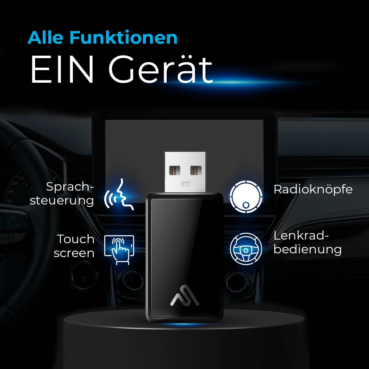 AutoSky Wireless CarPlay & Android Auto Adapter Plug & Play