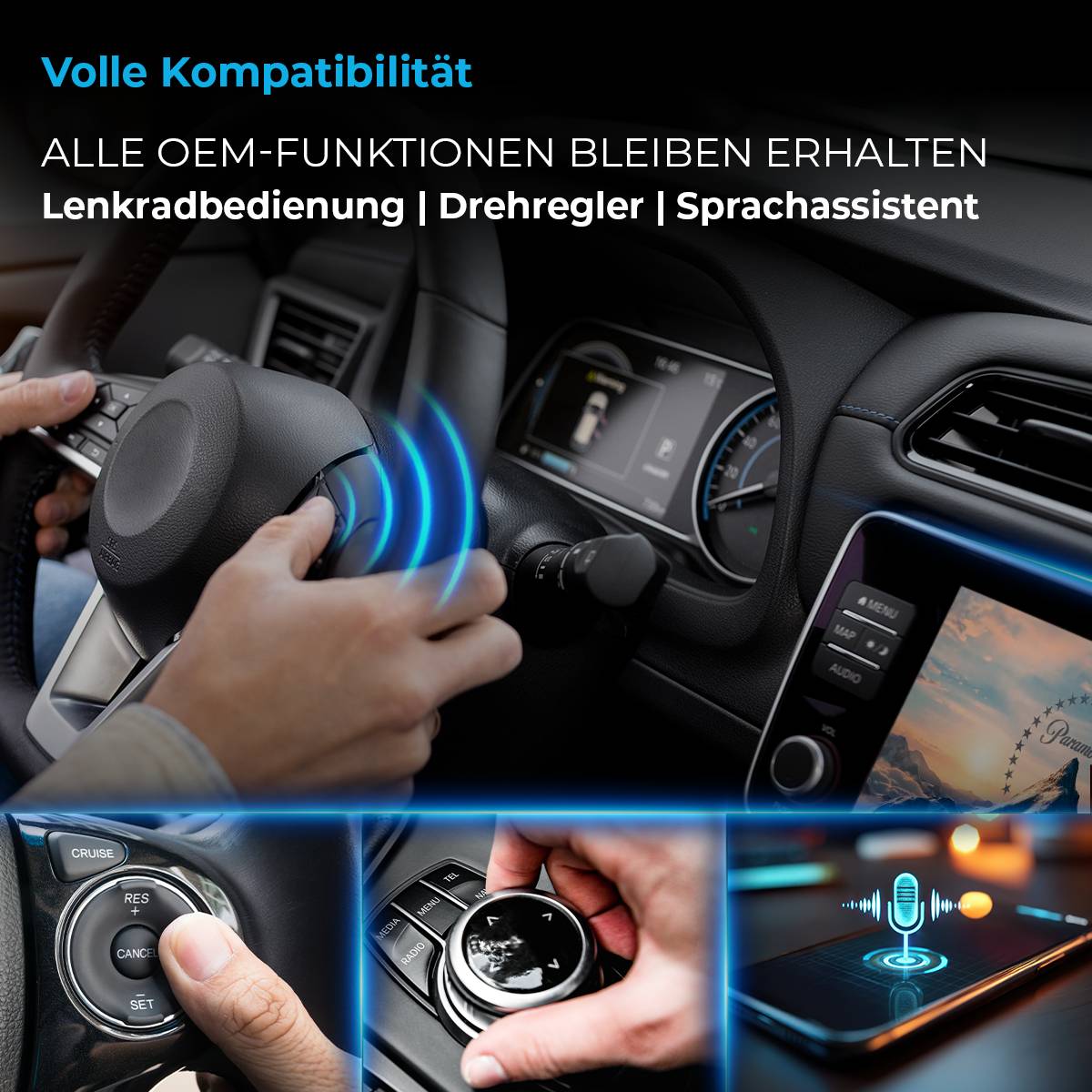AutoSky AI Box Flex – Kabelloses CarPlay & Android Auto, Disney+, Prime Video