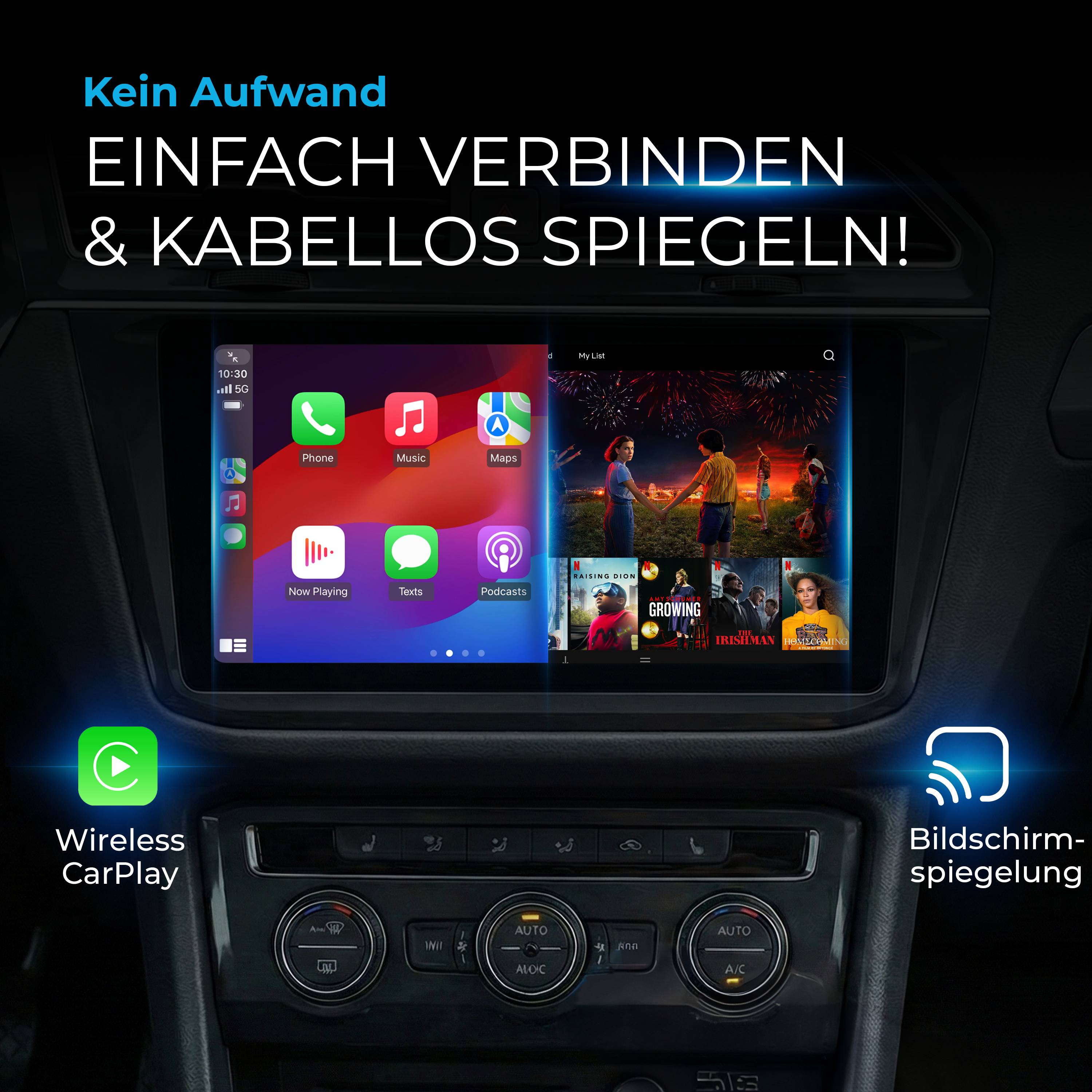 AutoSky AIR PRO Smartphone Bildschirmspiegelungs-Adapter USB-C kabellos