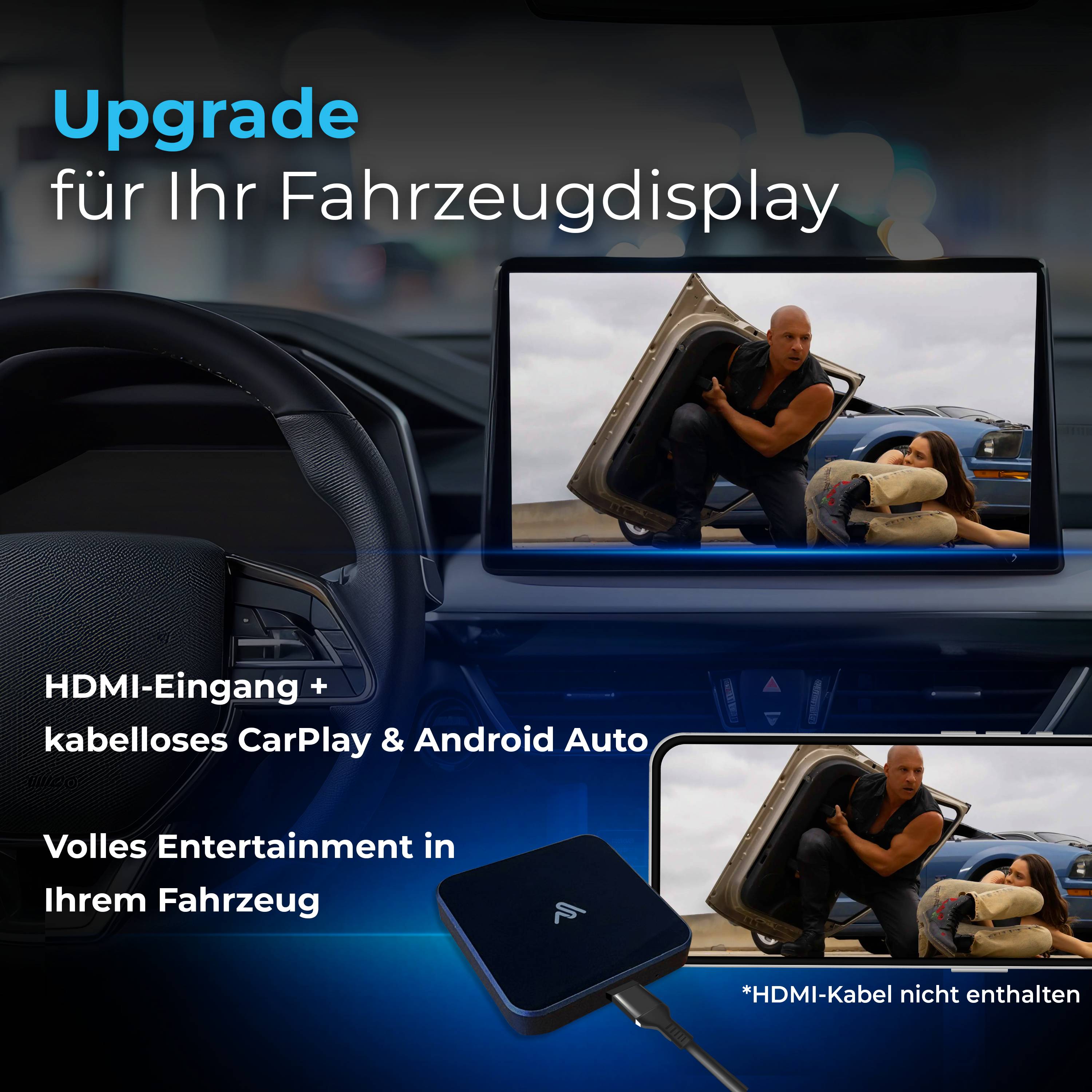 AutoSky CarPlay TV Adapter Wireless CarPlay Android Auto HDMI