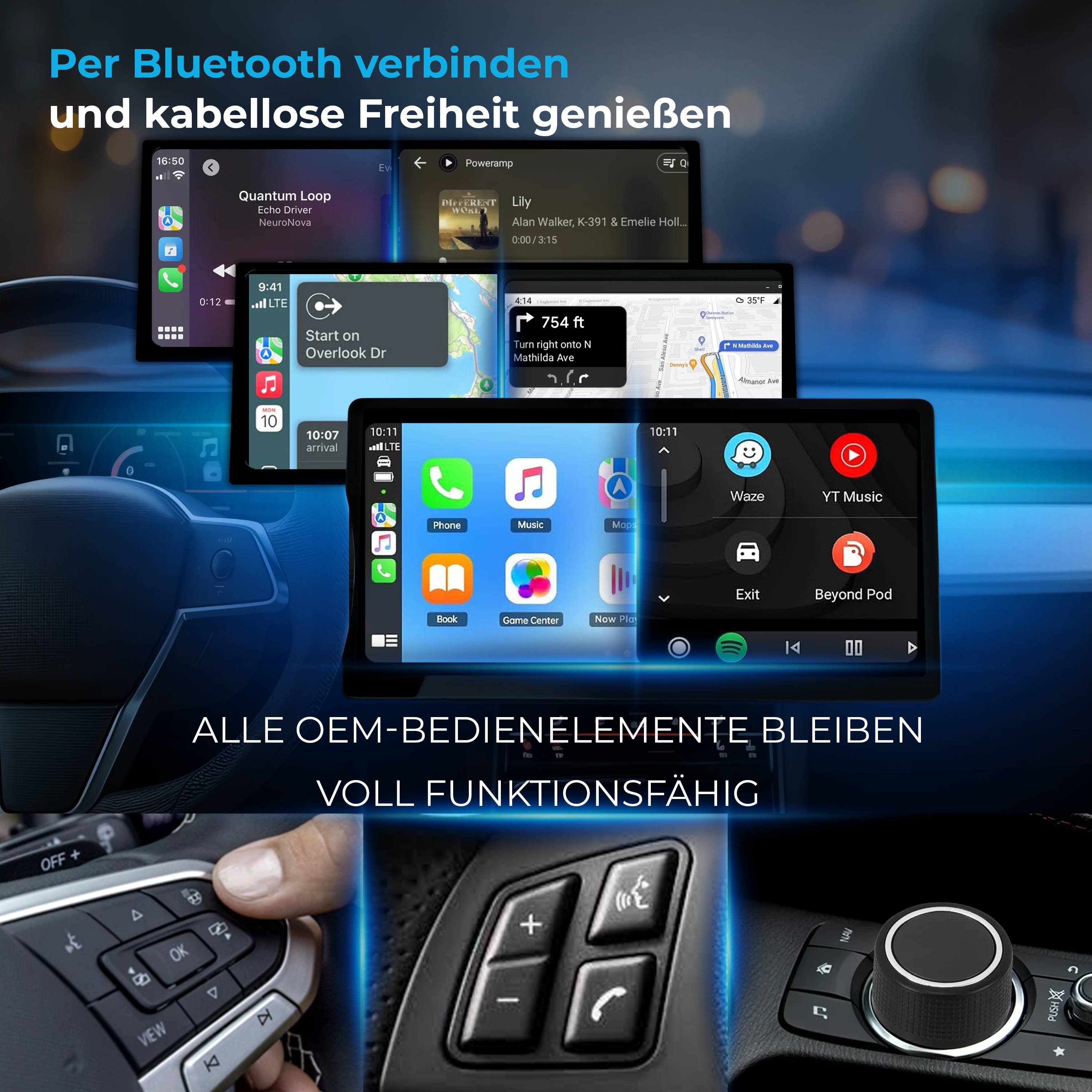 AutoSky CarPlay TV Adapter Wireless CarPlay Android Auto HDMI