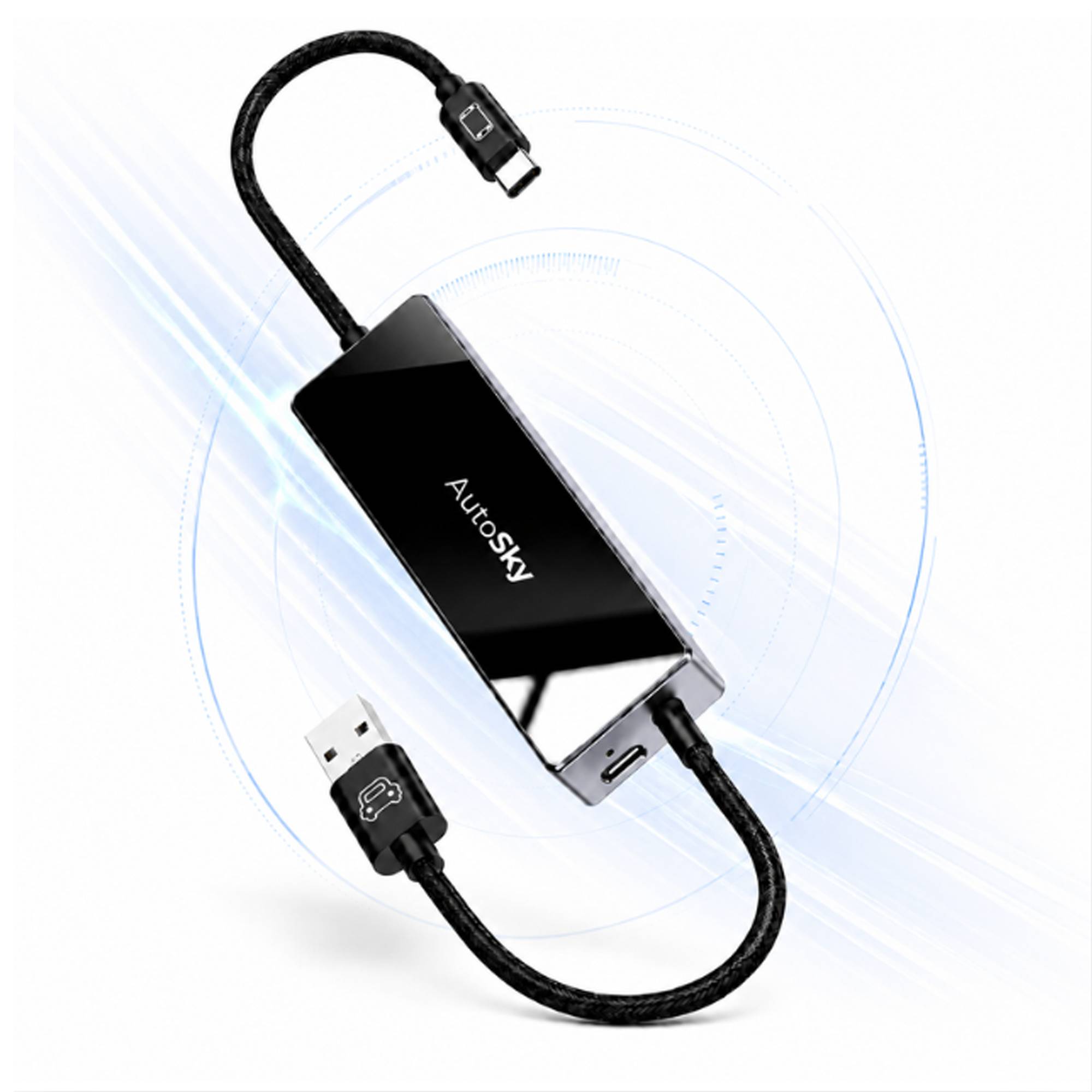 AutoSky Mirror Sync – Wireless CarPlay Adapter mit Bildschirmspiegelung (Screen Mirroring) – Plug & Play