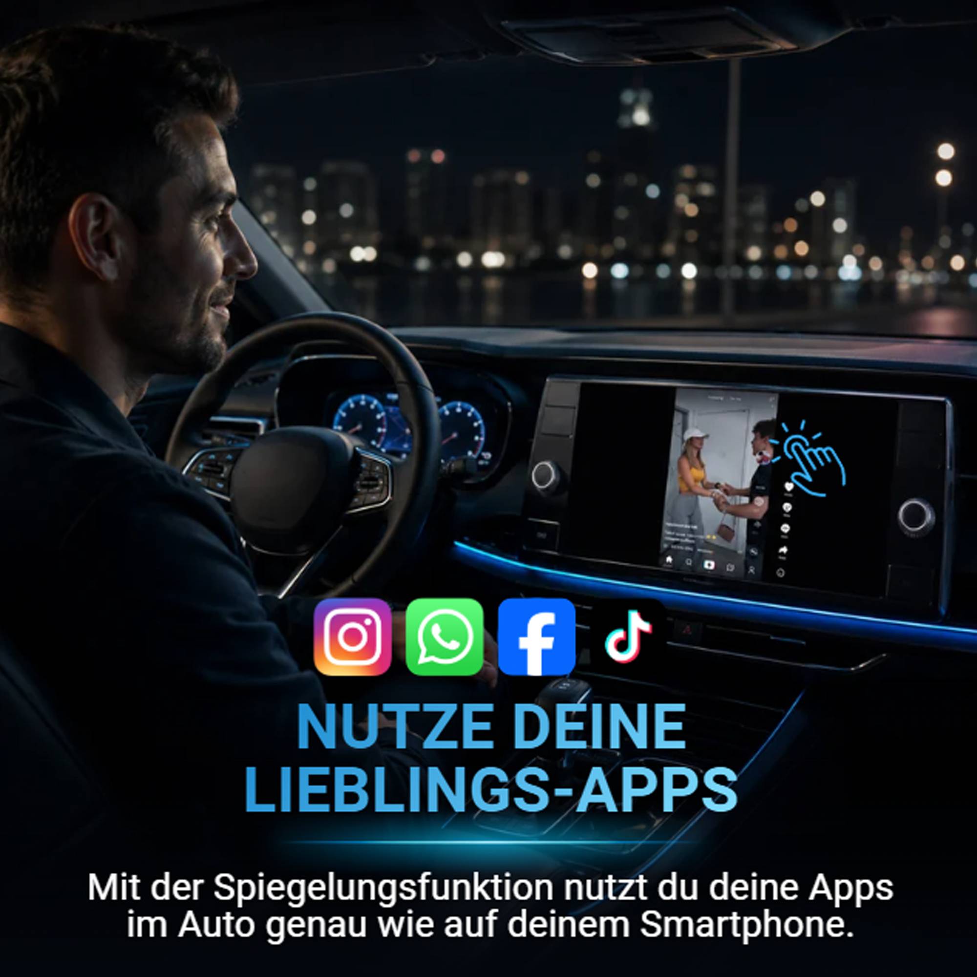 AutoSky Mirror Sync – Wireless CarPlay Adapter mit Bildschirmspiegelung (Screen Mirroring) – Plug & Play