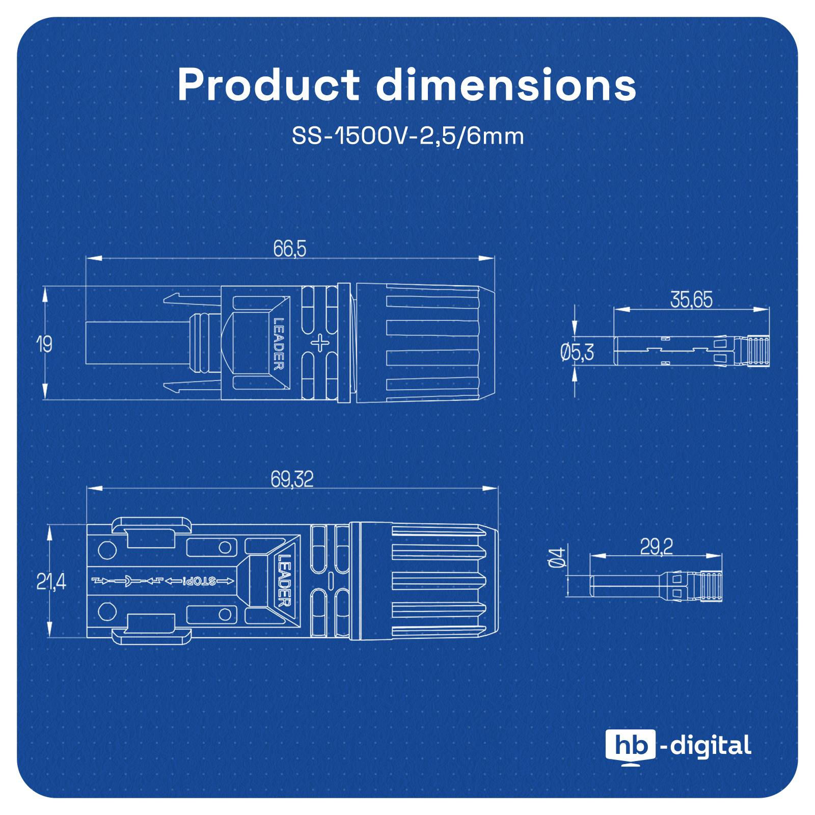 hb-digital Solarstecker und Buchse Solar Steckverbinder IP68 1500V für Solarkabel 2,5/4/6mm² 30 Paare