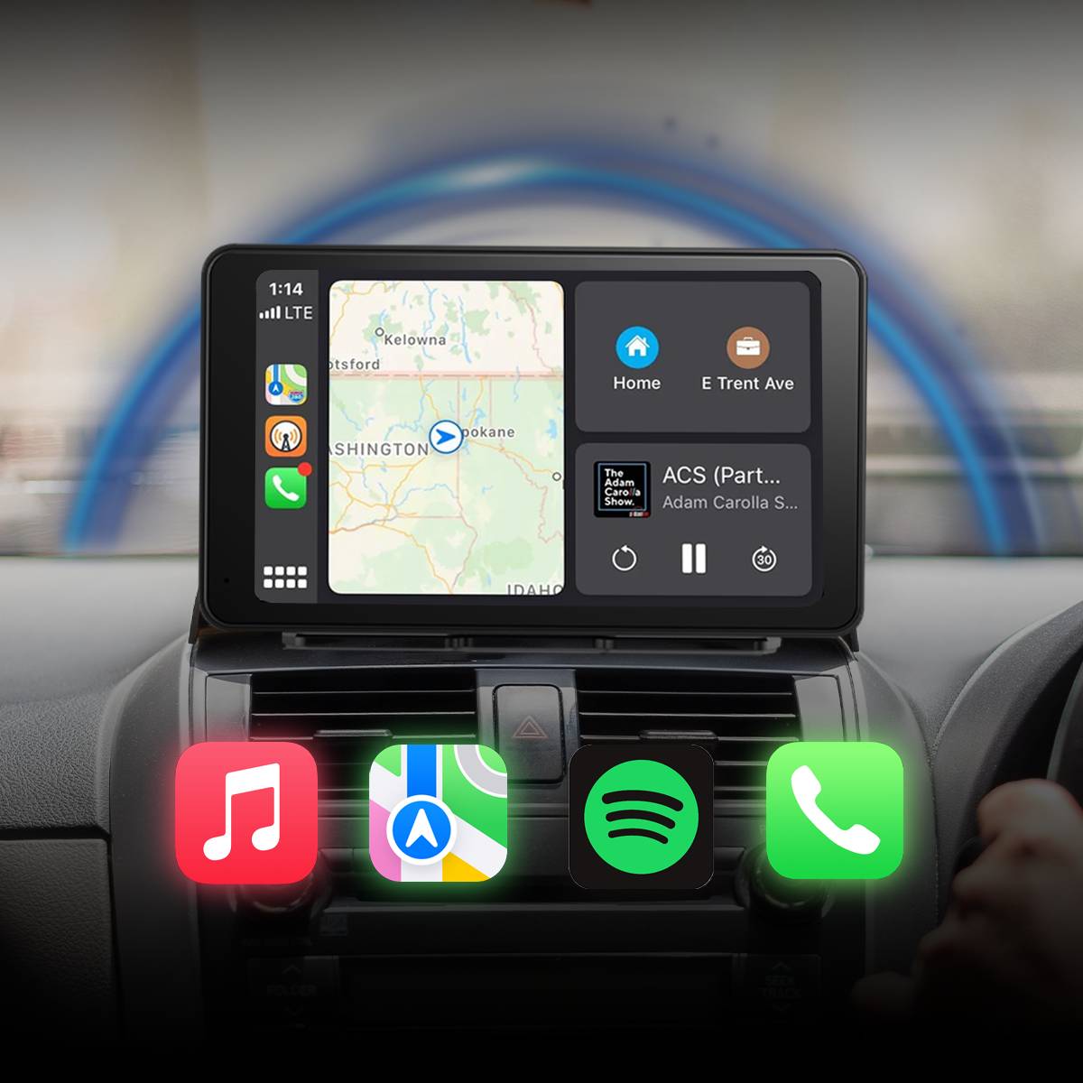 AutoSky Smart Screen Pro 7 Zoll Wireless CarPlay Android Auto Display