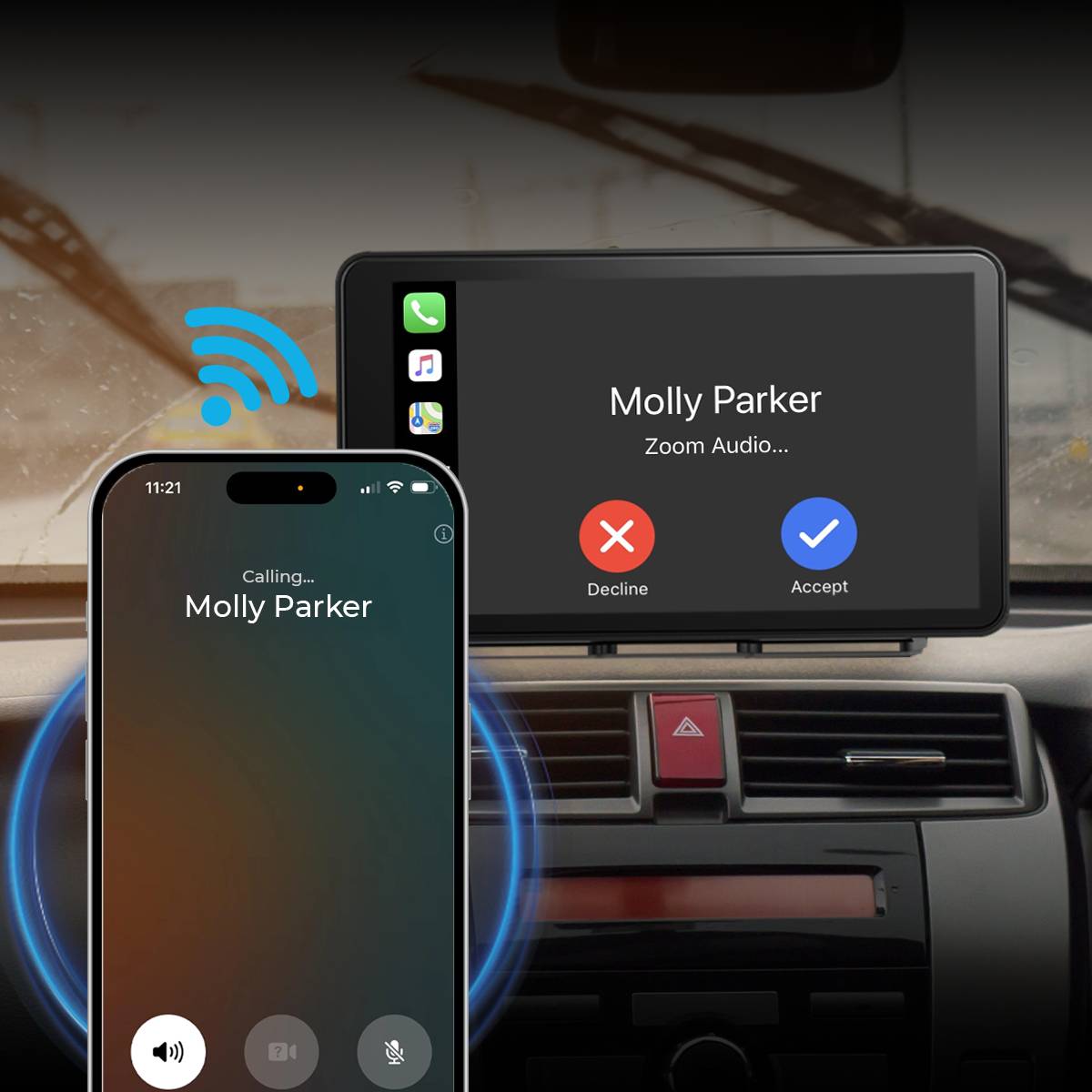 AutoSky Smart Screen Pro 7 Zoll Wireless CarPlay Android Auto Display