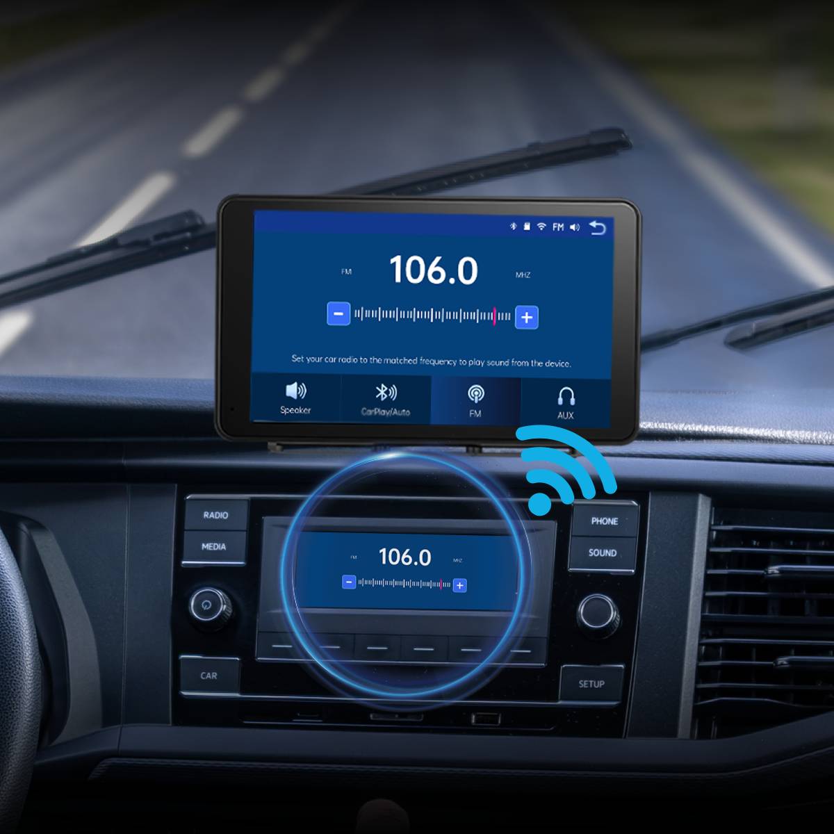 AutoSky Smart Screen Pro 7 Zoll Wireless CarPlay Android Auto Display