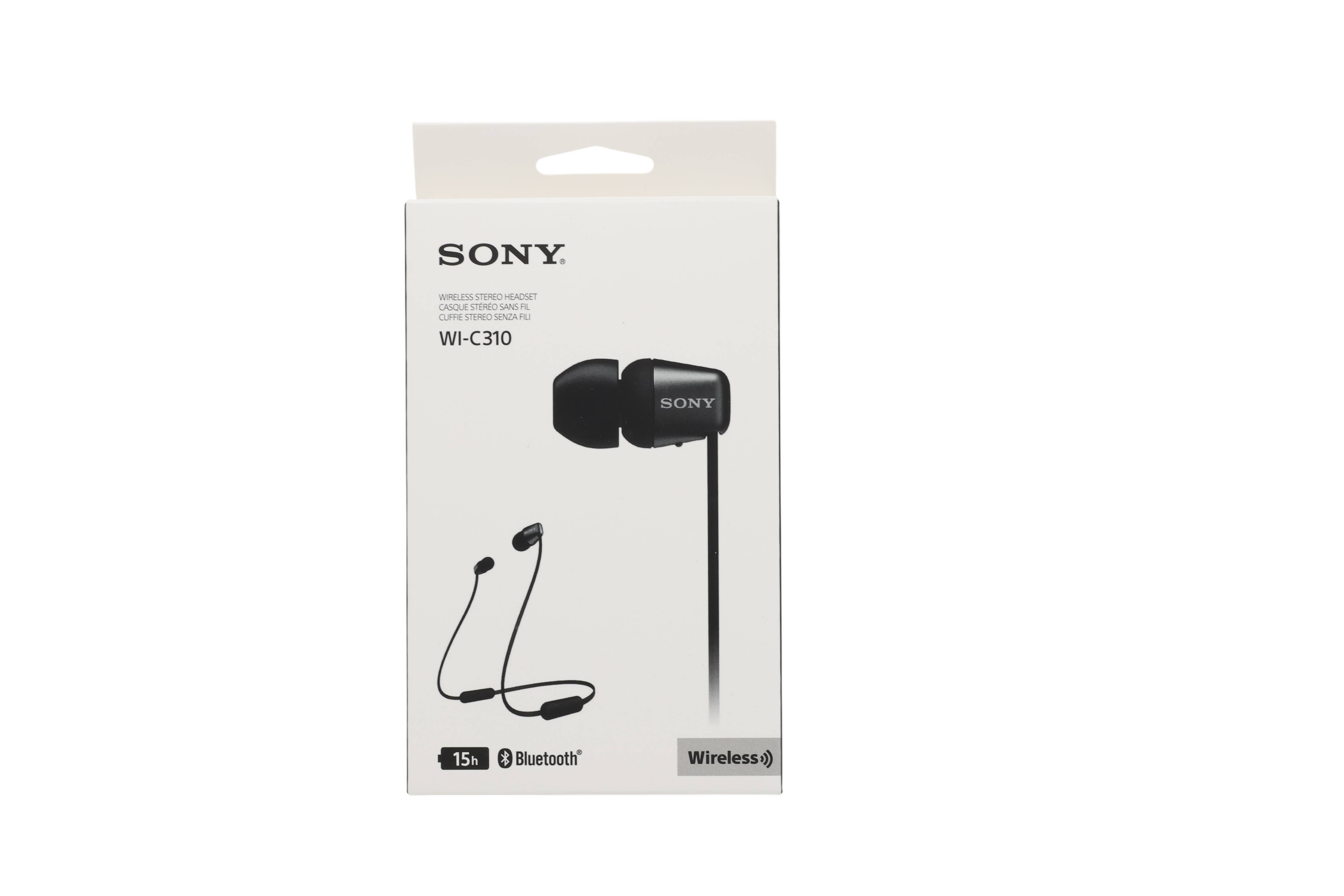 Sony WI-C310 kabelloser Bluetooth In-Ohr Kopfhörer mit Mikro, schwarz