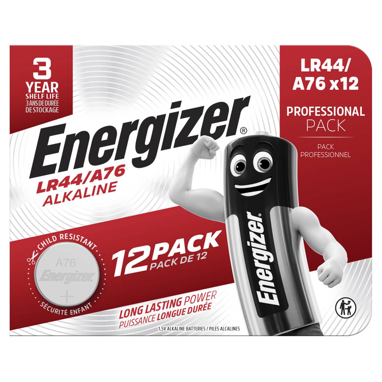 Energizer Alkaline LR44 / A76 / LR1154 / AG13 Knopfzelle 12er Karton