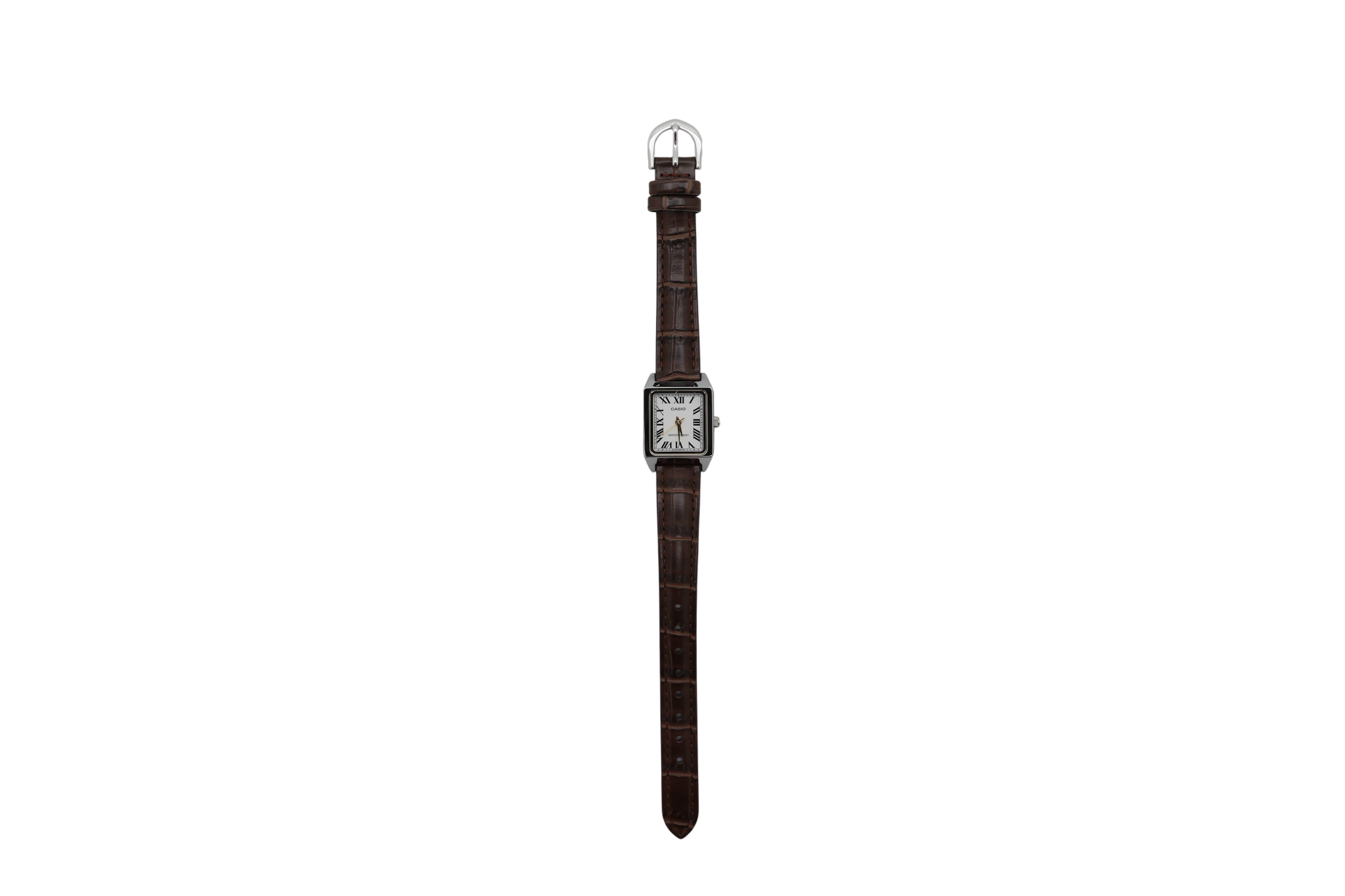 CASIO LTP-V007L-7B2UDF Damen-Analoguhr, braun/silber