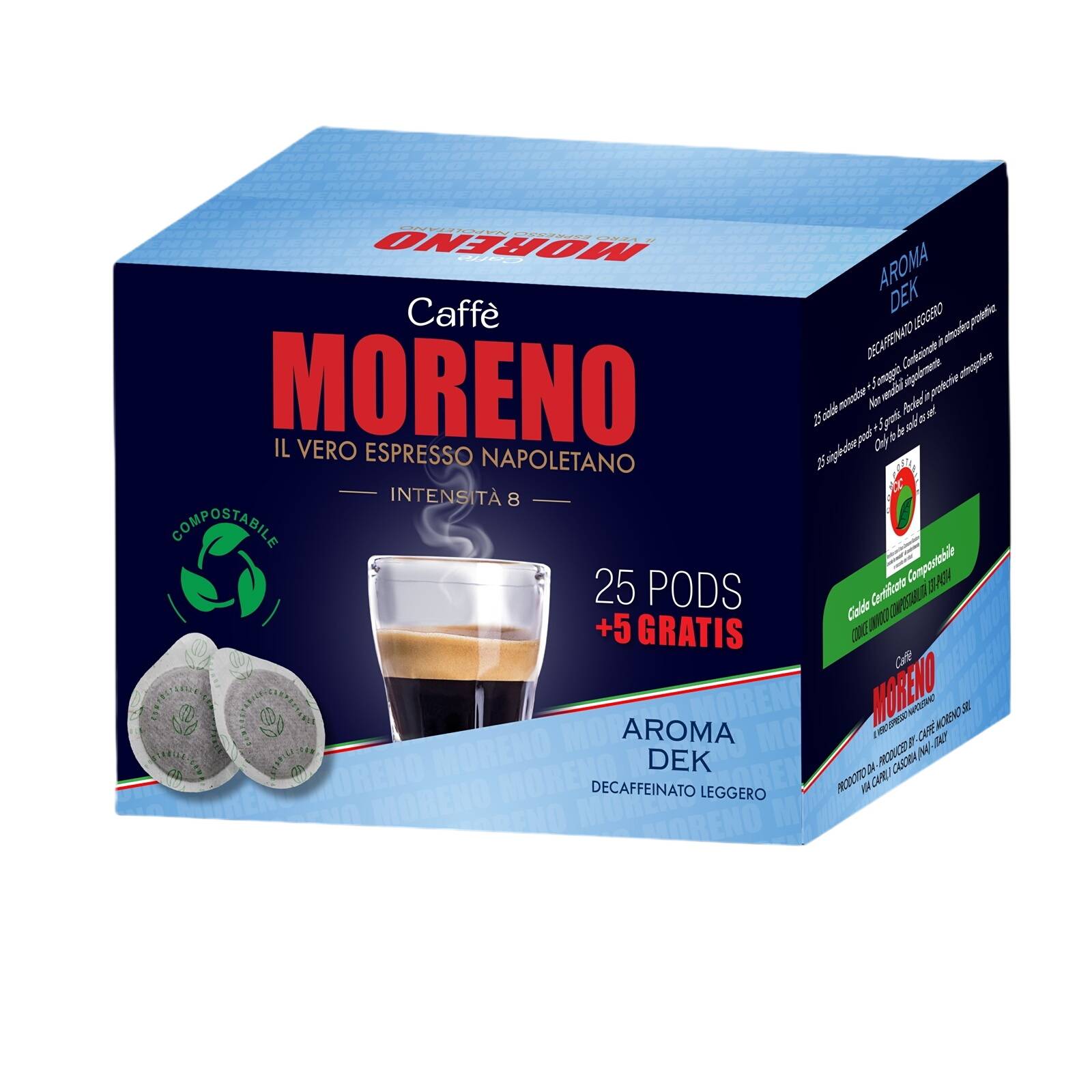 Caffè MORENO AROMA DEK 44mm ESE System Kaffee Pads 30 Stück a 7 g