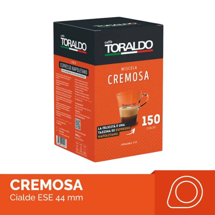 caffe TORALDO MISCELA CREMOSA 44mm ESE System Kaffee Pads 150 Stück a 7,2 g