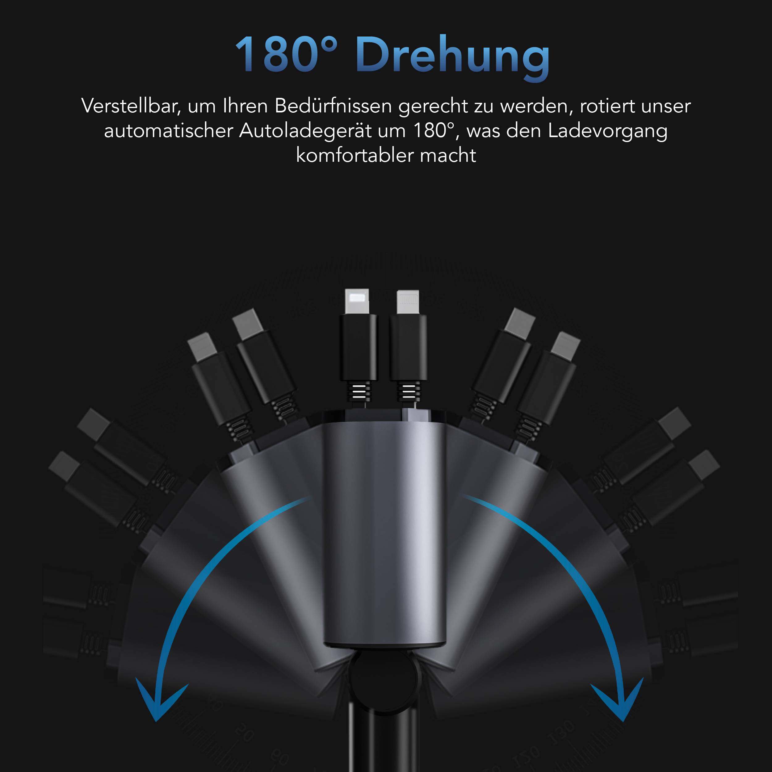 AutoSky 4-in-1 Autoladegerät USB-C Lightning 100 W